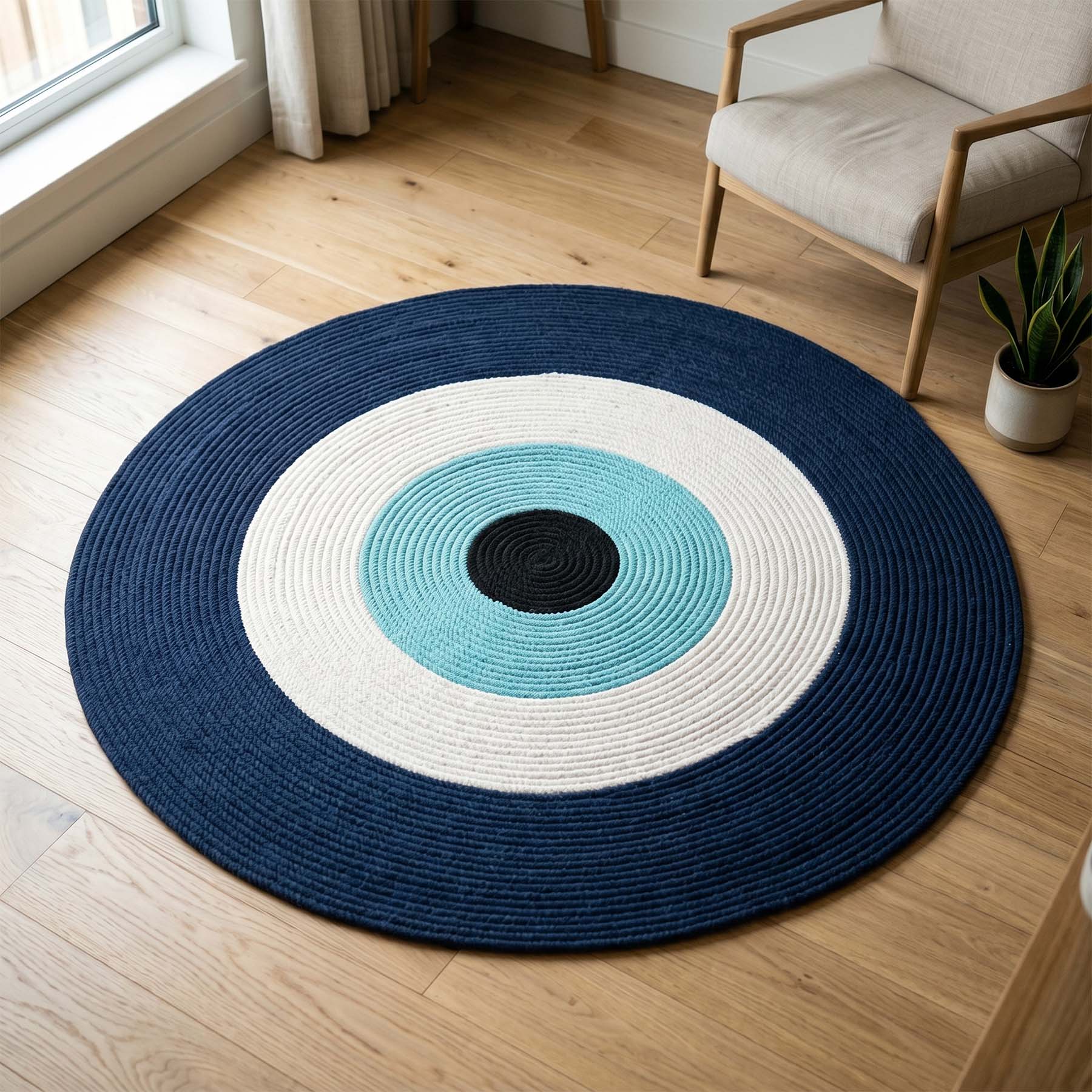 Woven Cotton Rope Evil Eye Protective Decor Rug (120cm)3