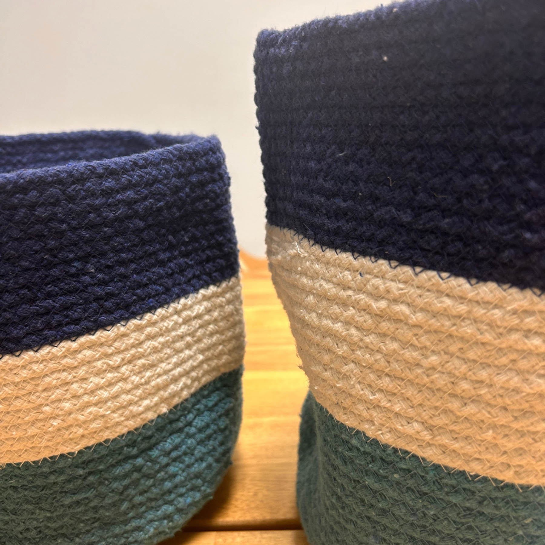 Set of 3 Woven Jute Rope Storage Baskets - Evil Eye Decor2