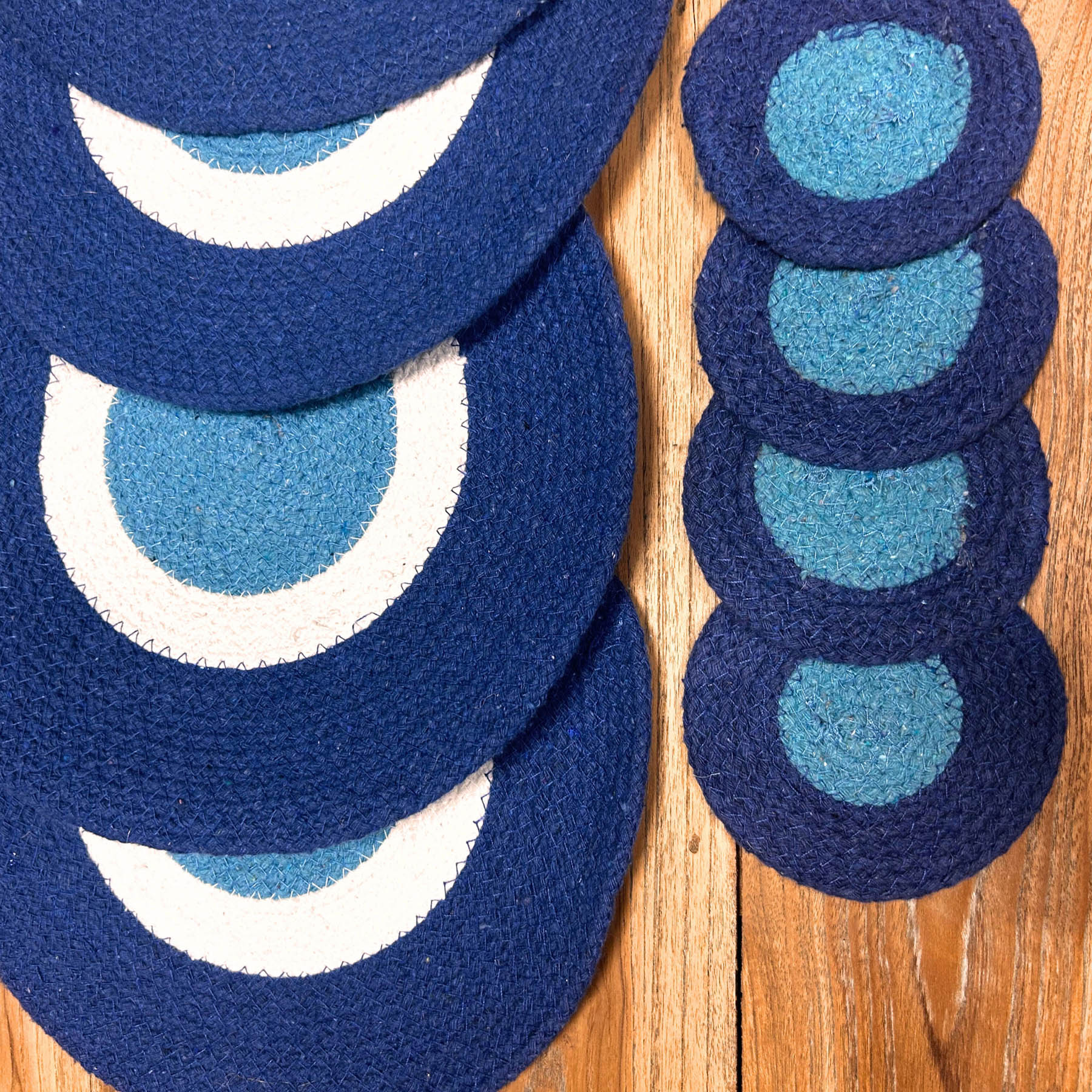Set of 4 Evil Eye Jute Placemats & Coasters1