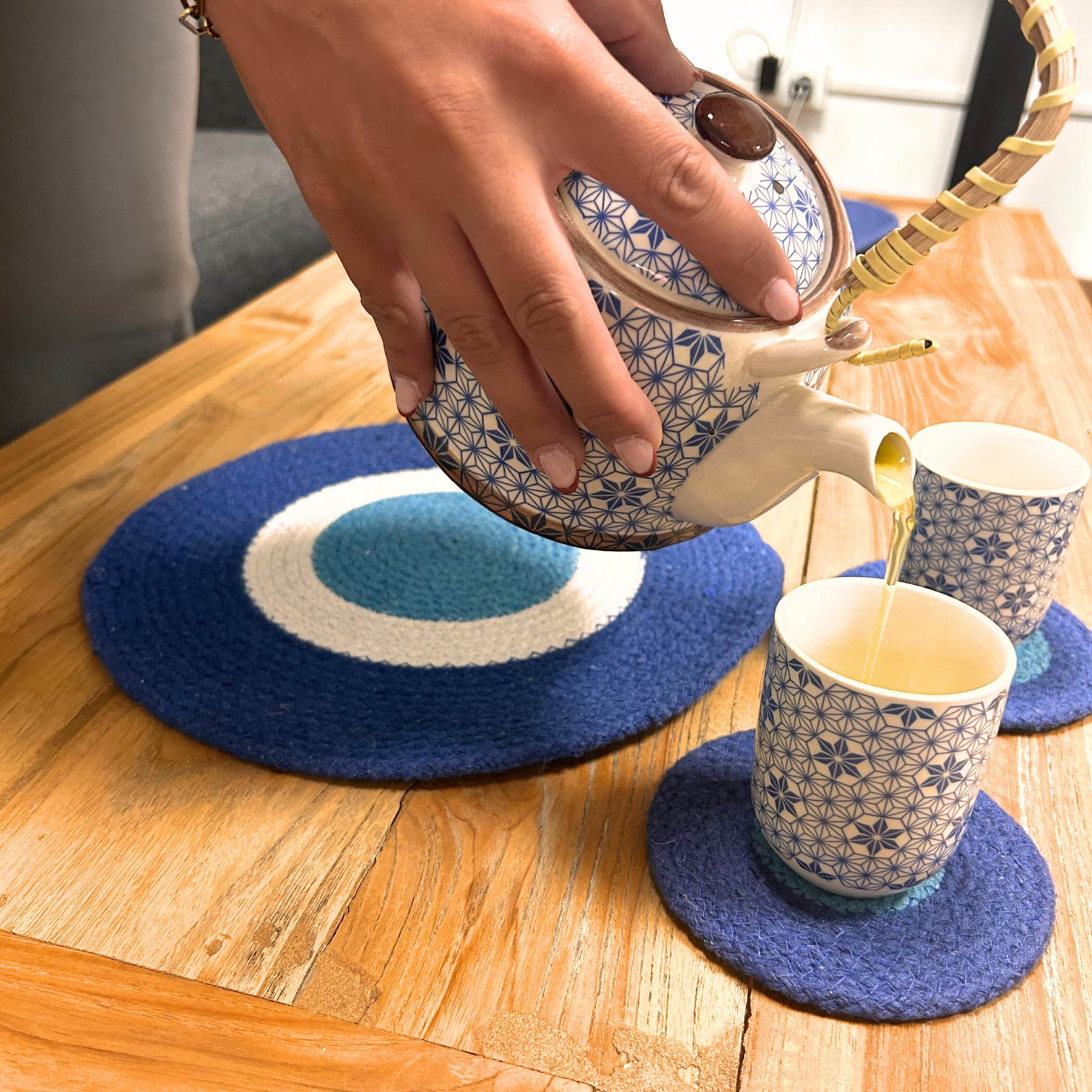 Set of 4 Evil Eye Jute Placemats & Coasters3