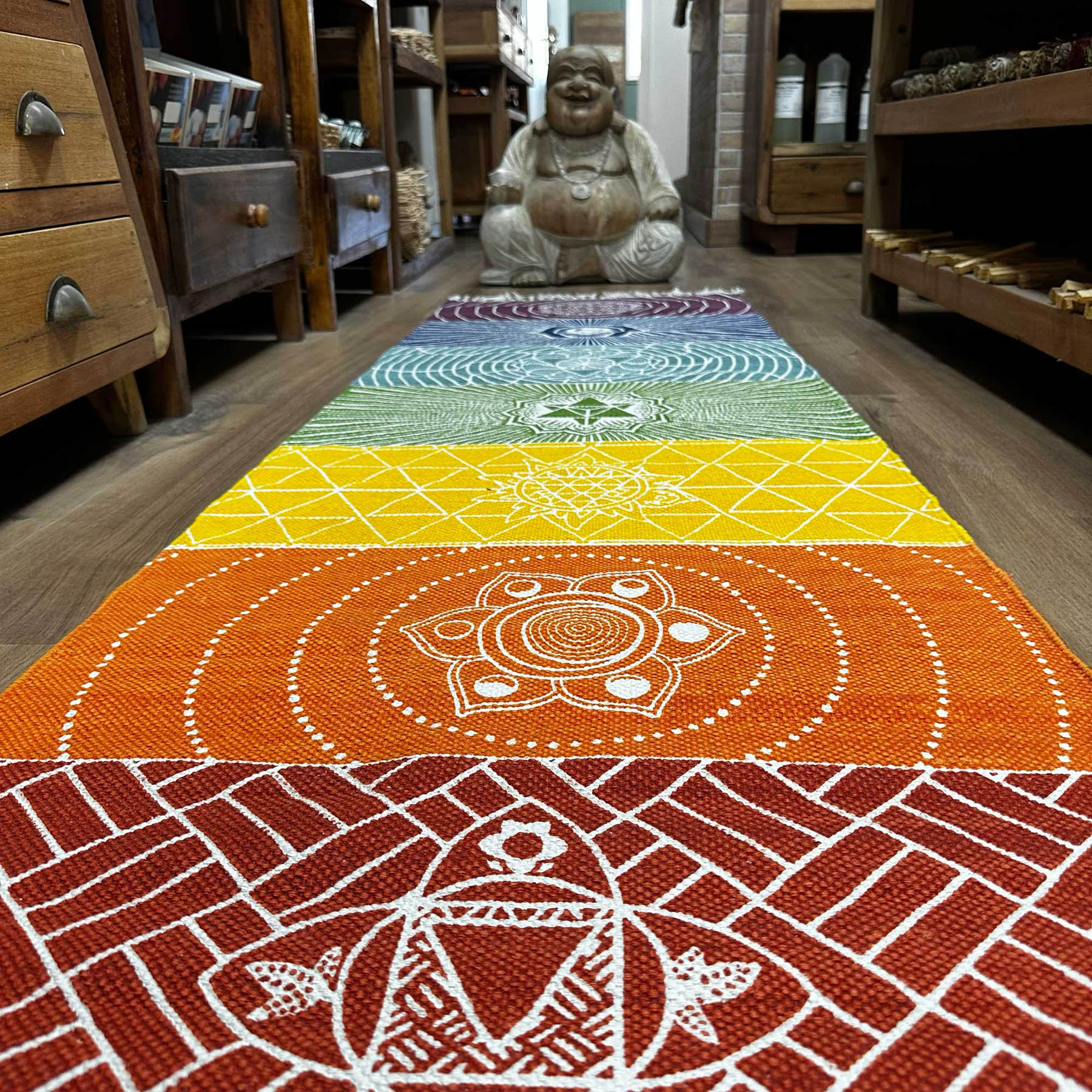 Handmade 7 Chakras Cotton Yoga Rug (60x200cm)2
