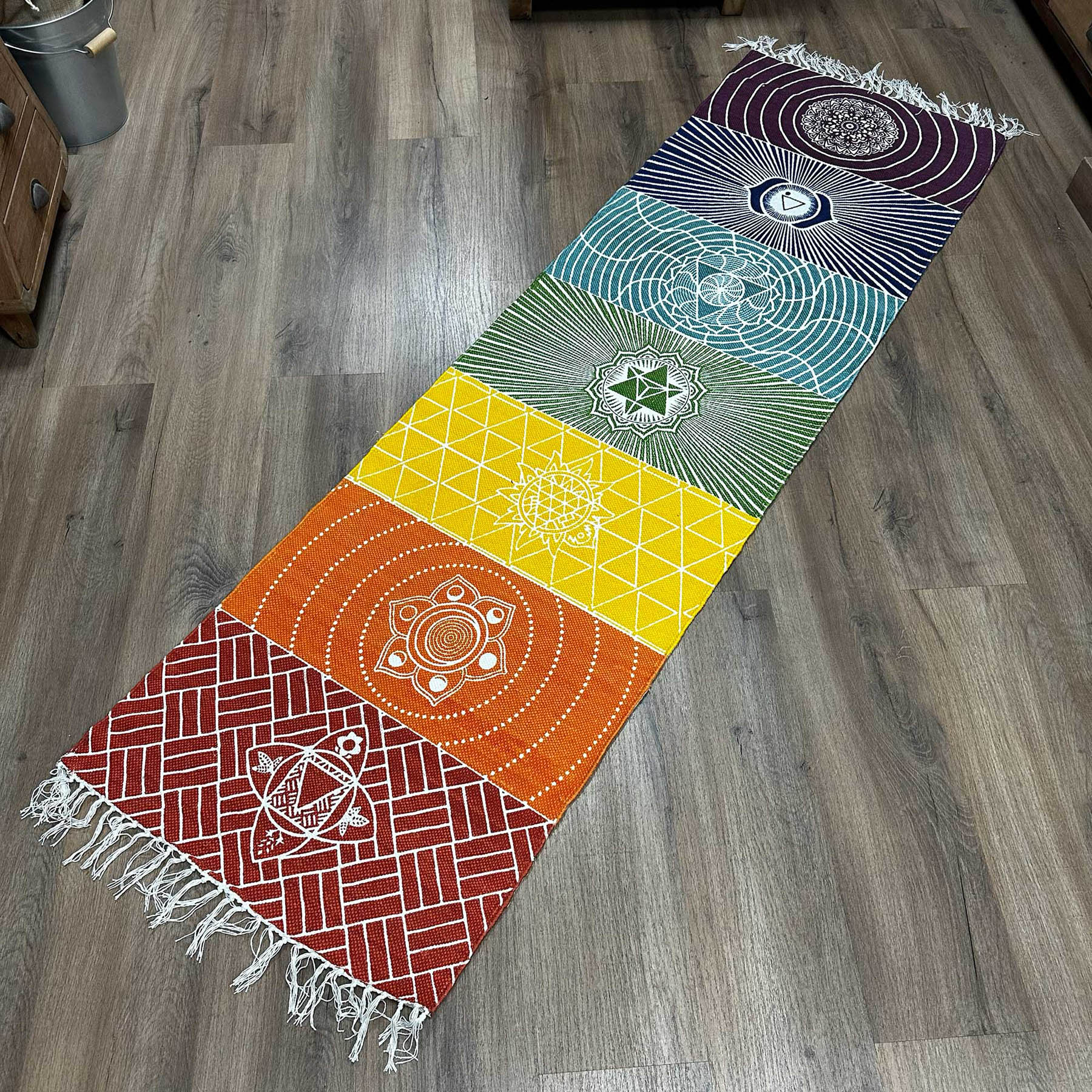 Handmade 7 Chakras Cotton Yoga Rug (60x200cm)3