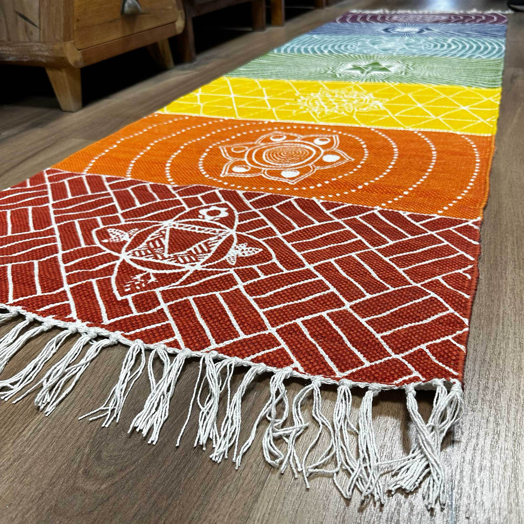 Handmade 7 Chakras Cotton Yoga Rug (60x200cm)6
