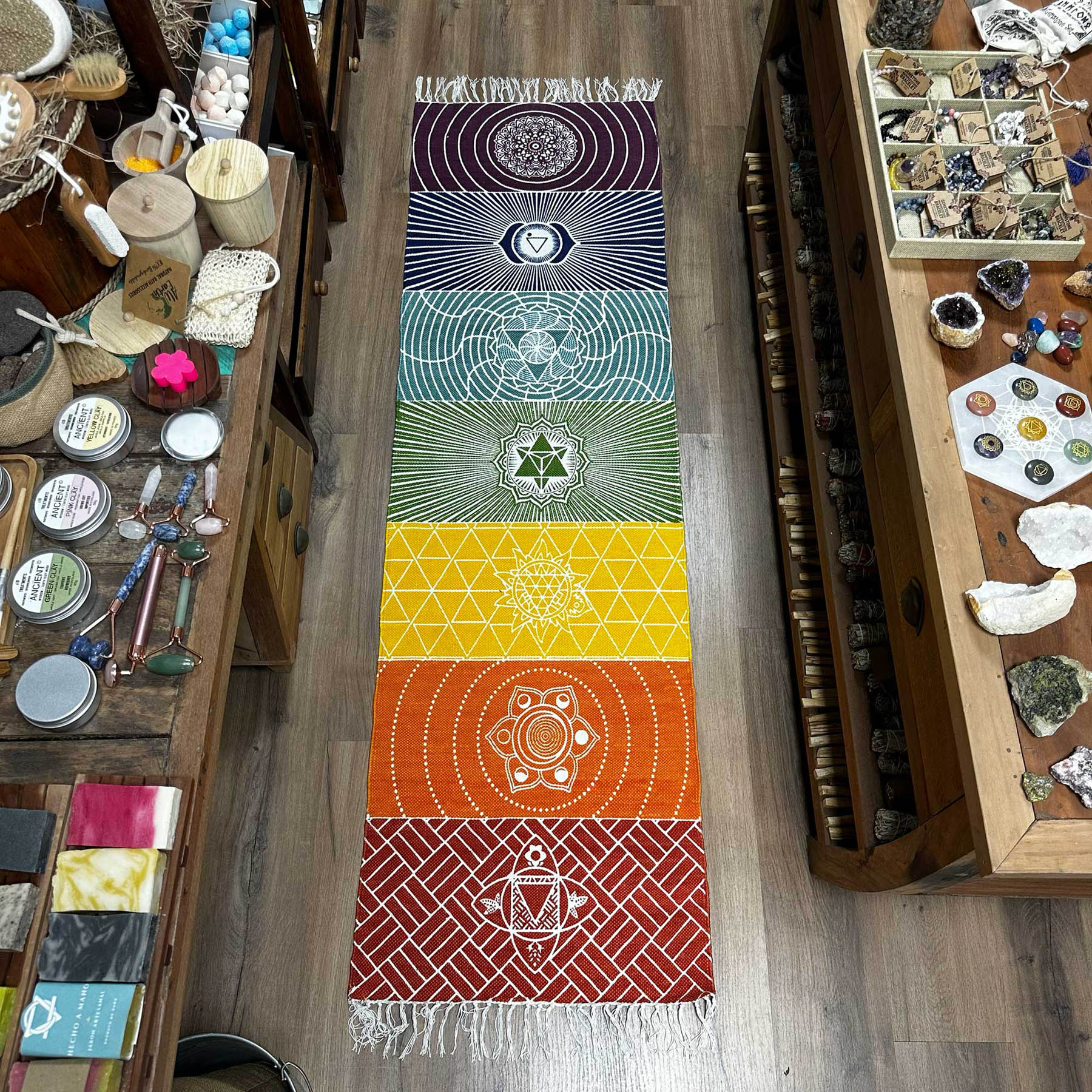Handmade 7 Chakras Cotton Yoga Rug (60x200cm)7