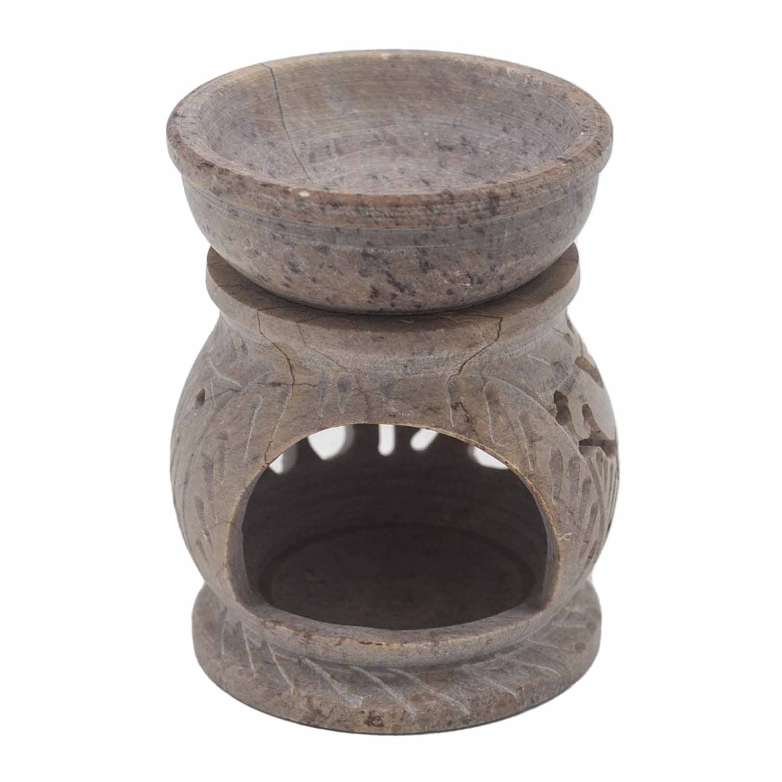 Small Hand-Carved Soapstone Elephant Oil Burner (8cm)2