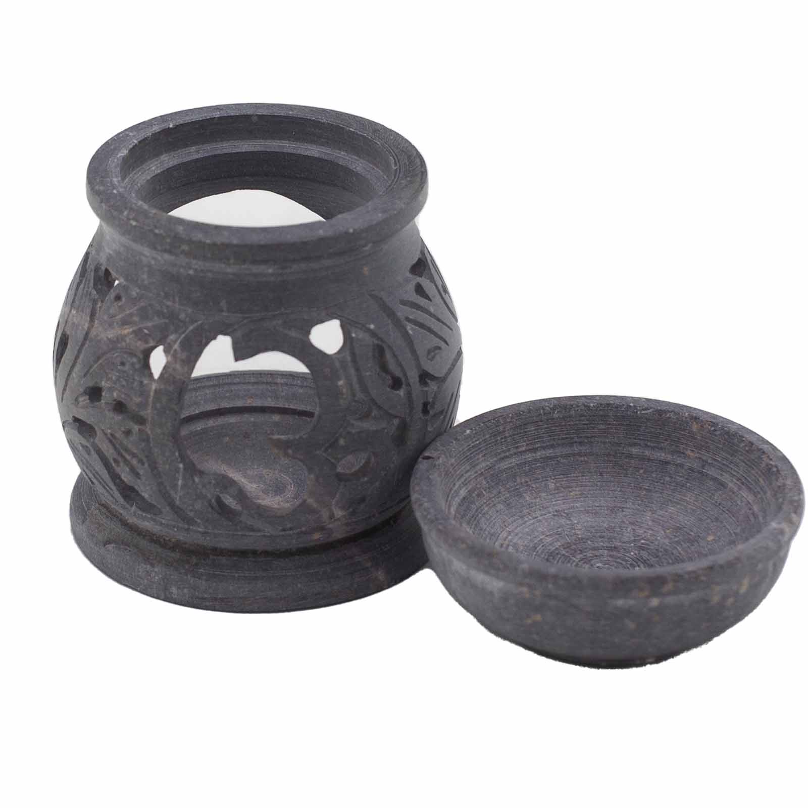 Small Hand-Carved Soapstone Om Oil Burner (8cm)1