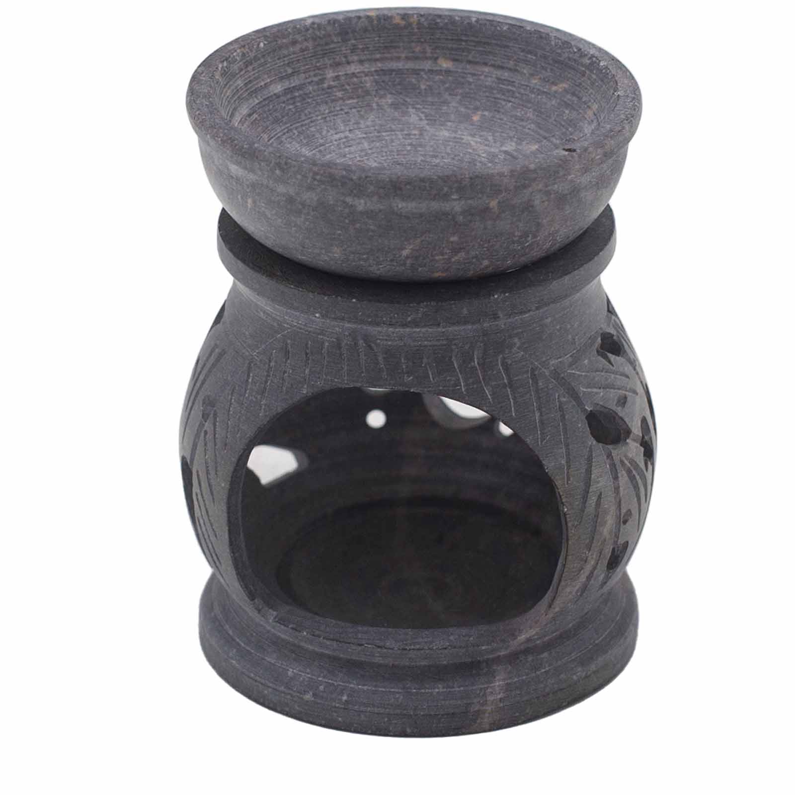 Small Hand-Carved Soapstone Om Oil Burner (8cm)2