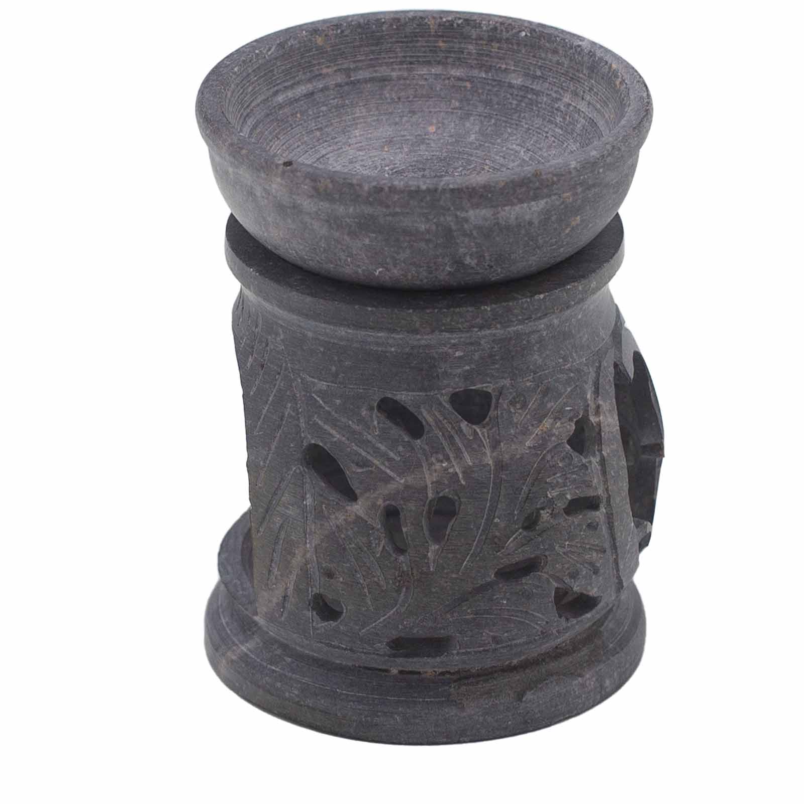 Small Hand-Carved Soapstone Om Oil Burner (8cm)3