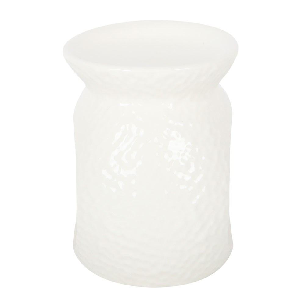 White Dimpled Ceramic Oil Burner & Wax Warmer2