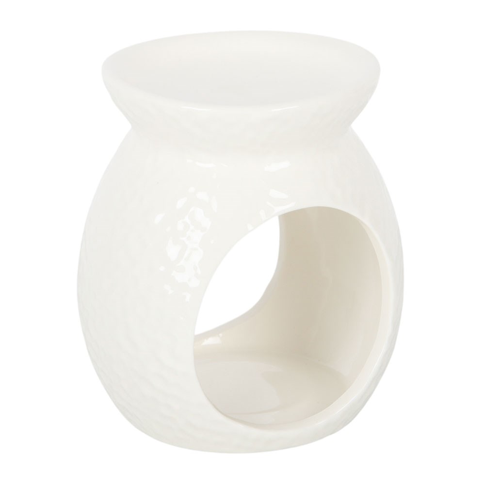 White Dimpled Ceramic Oil Burner & Wax Warmer3