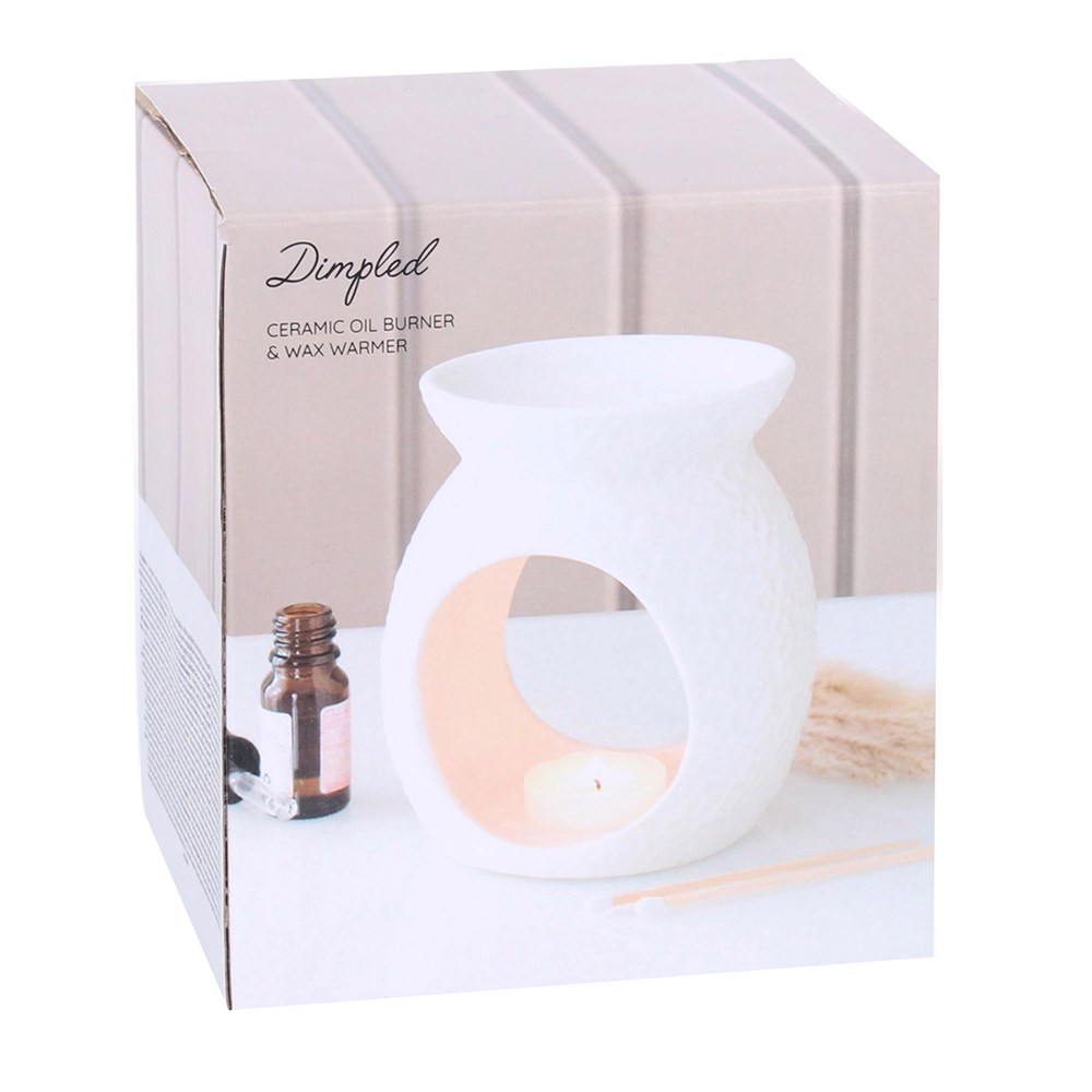 White Dimpled Ceramic Oil Burner & Wax Warmer4