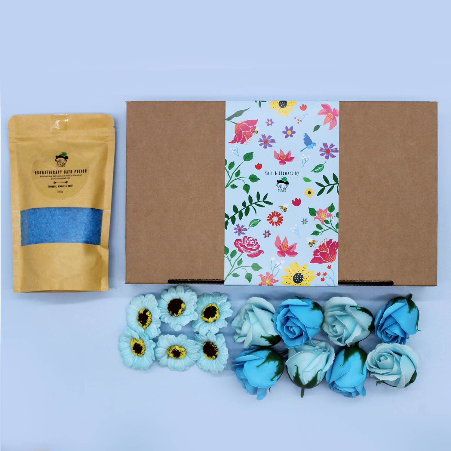Wild Hare Aromatherapy Salt & Flowers Gift Set – Total Unwind (Lavender, Orange & Basil)4