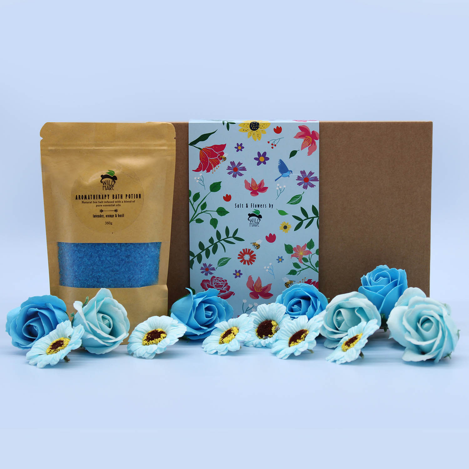Wild Hare Aromatherapy Salt & Flowers Gift Set – Total Unwind (Lavender, Orange & Basil)5