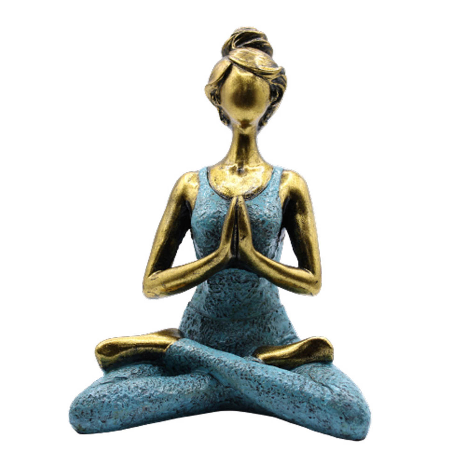 Bronze & Turquoise Resin Yoga Lady Ornament (24cm)