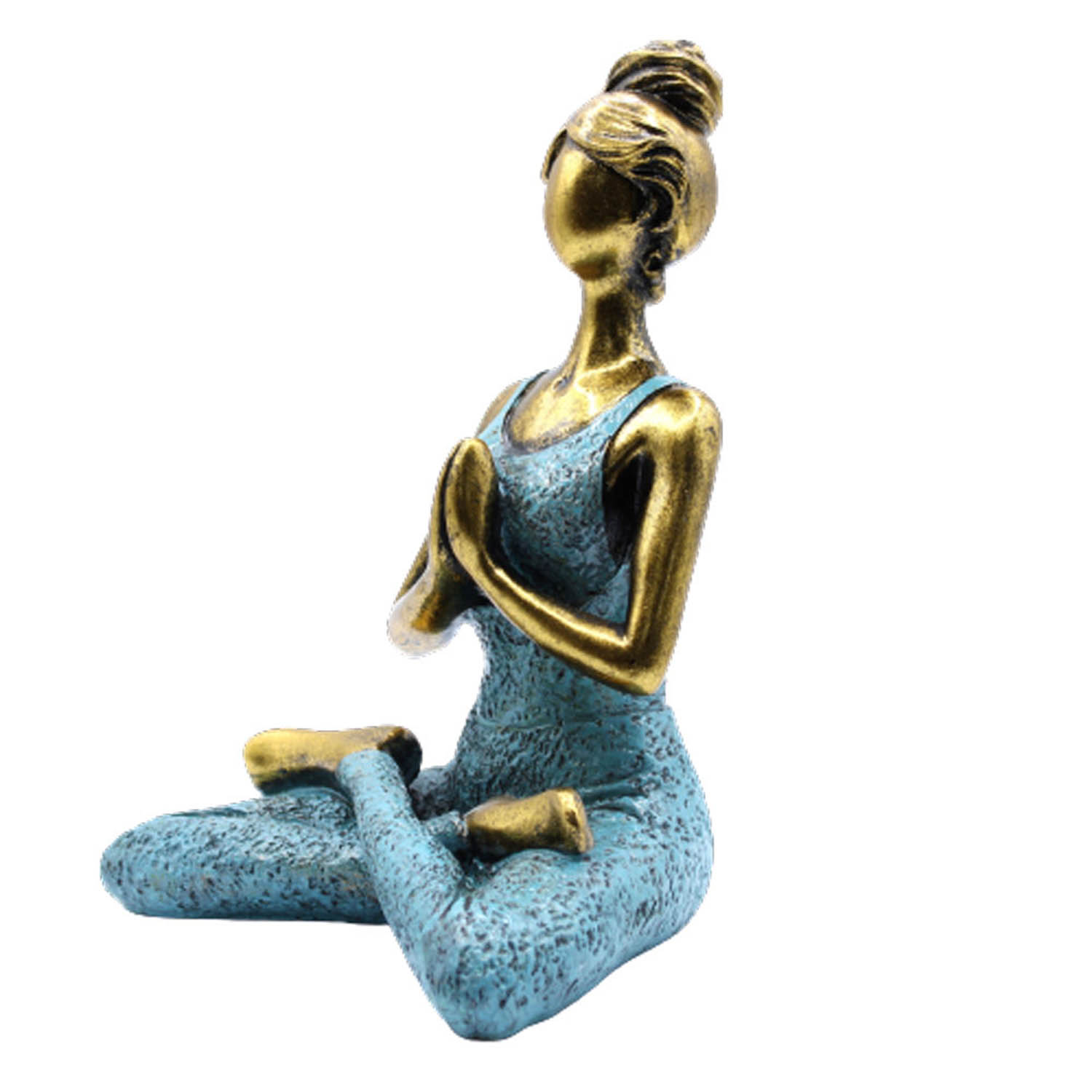 Bronze & Turquoise Resin Yoga Lady Ornament (24cm)1