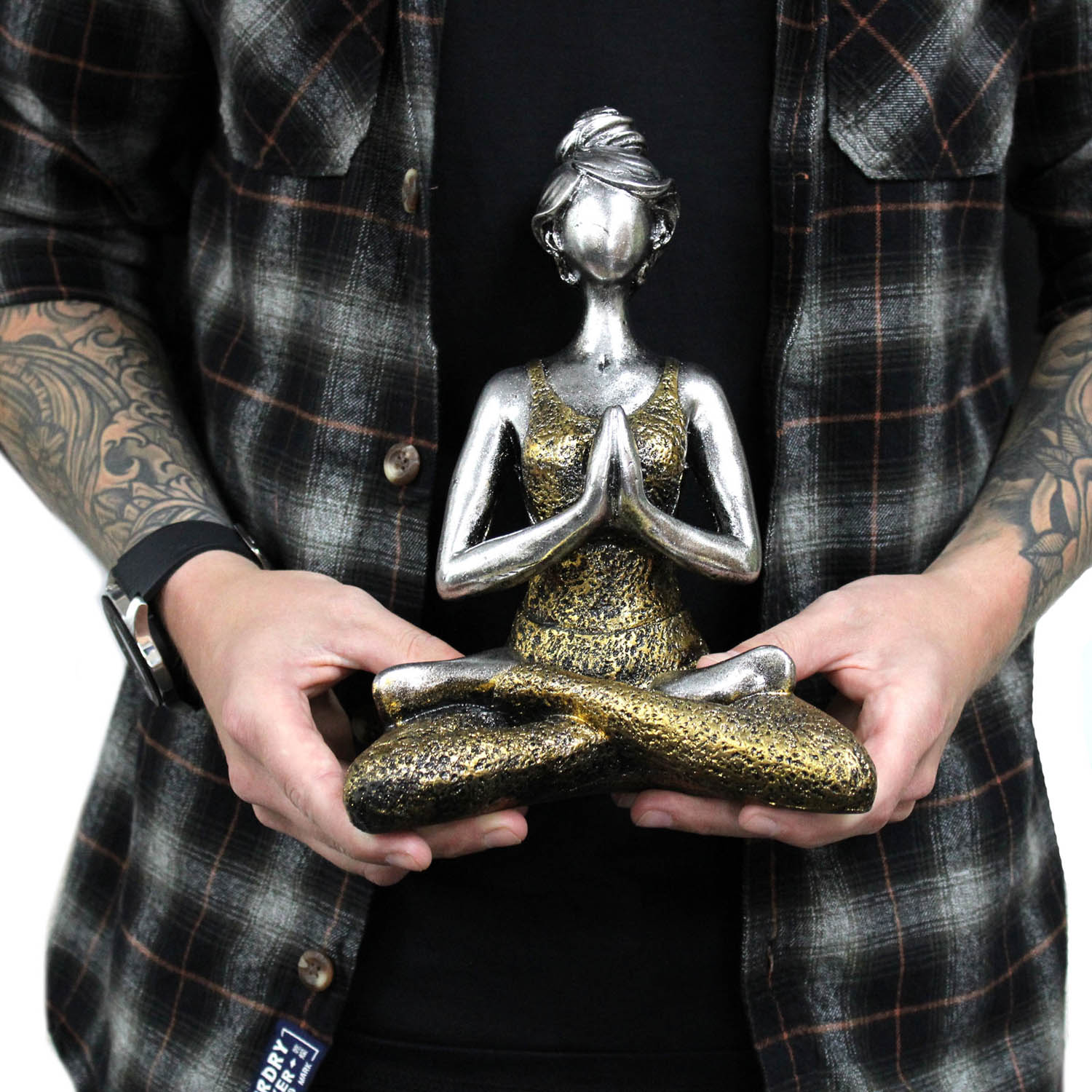 Bronze & Turquoise Resin Yoga Lady Ornament (24cm)3