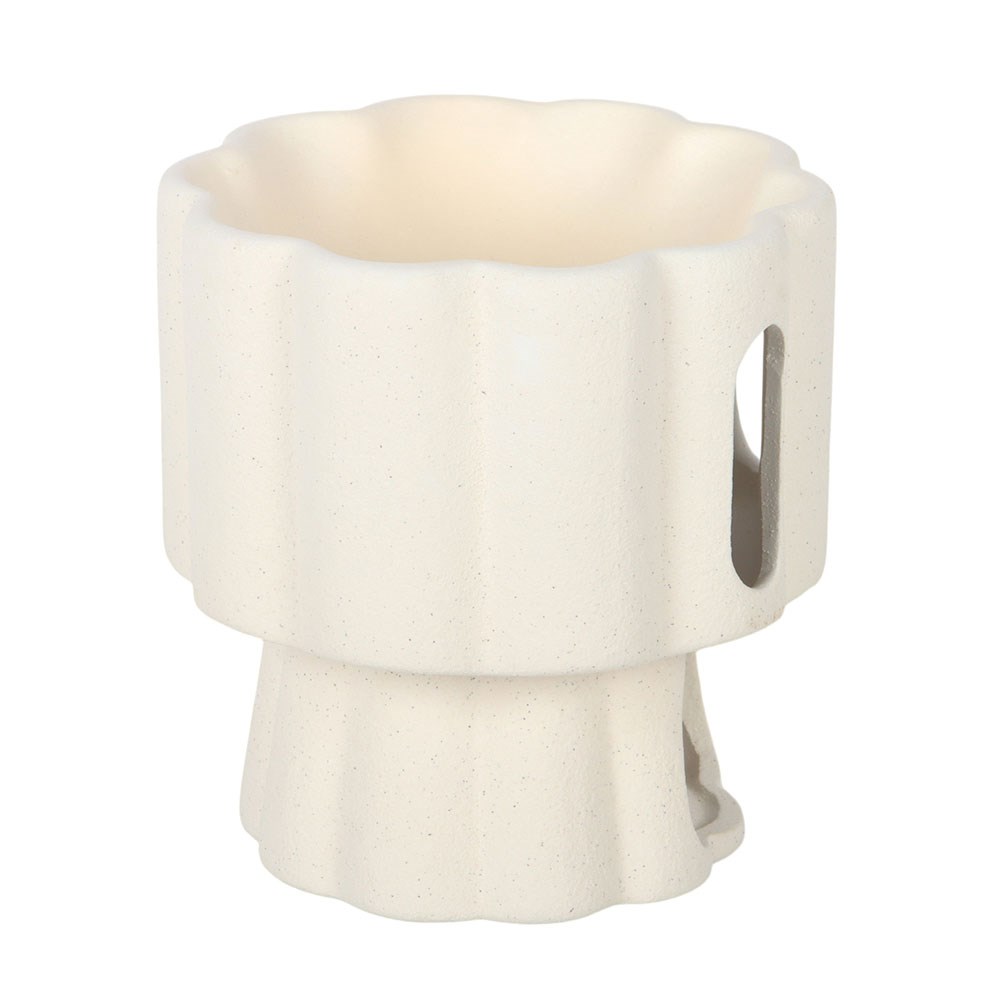 White Scalloped Pedestal Ceramic Oil Burner2