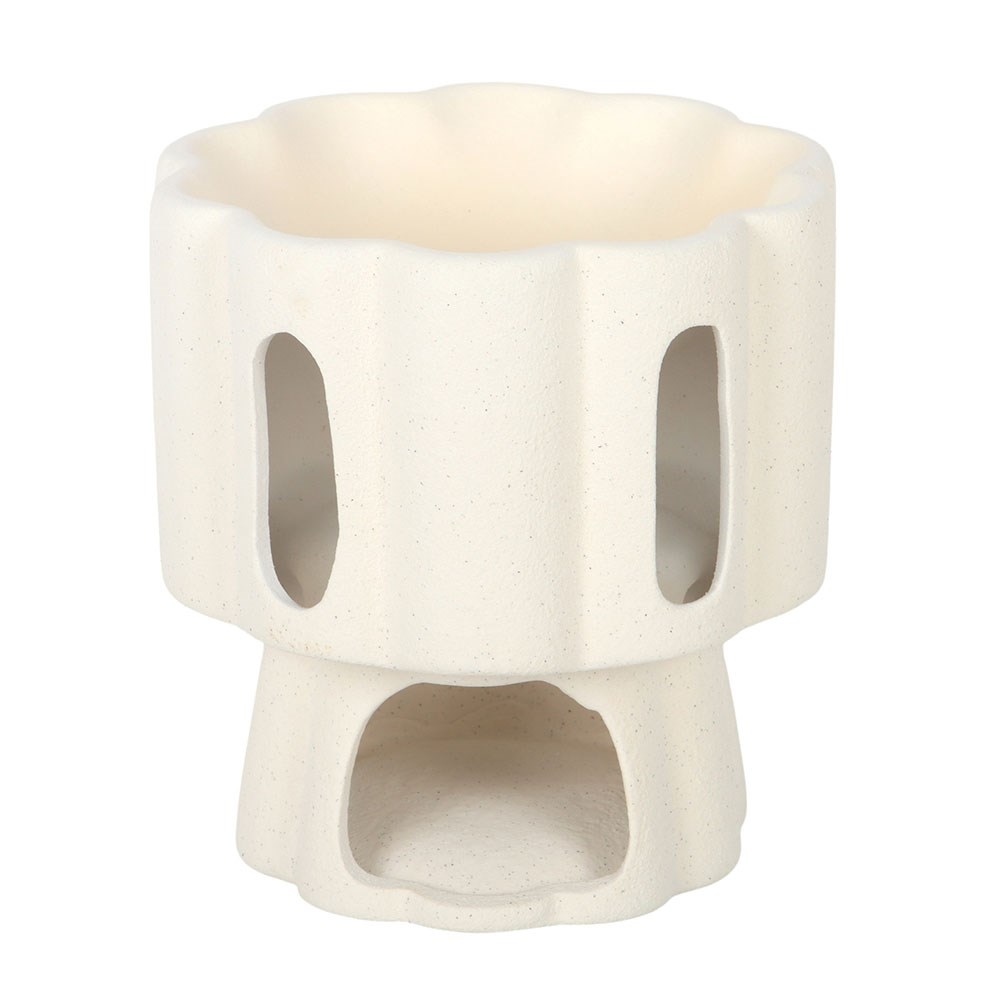 White Scalloped Pedestal Ceramic Oil Burner3