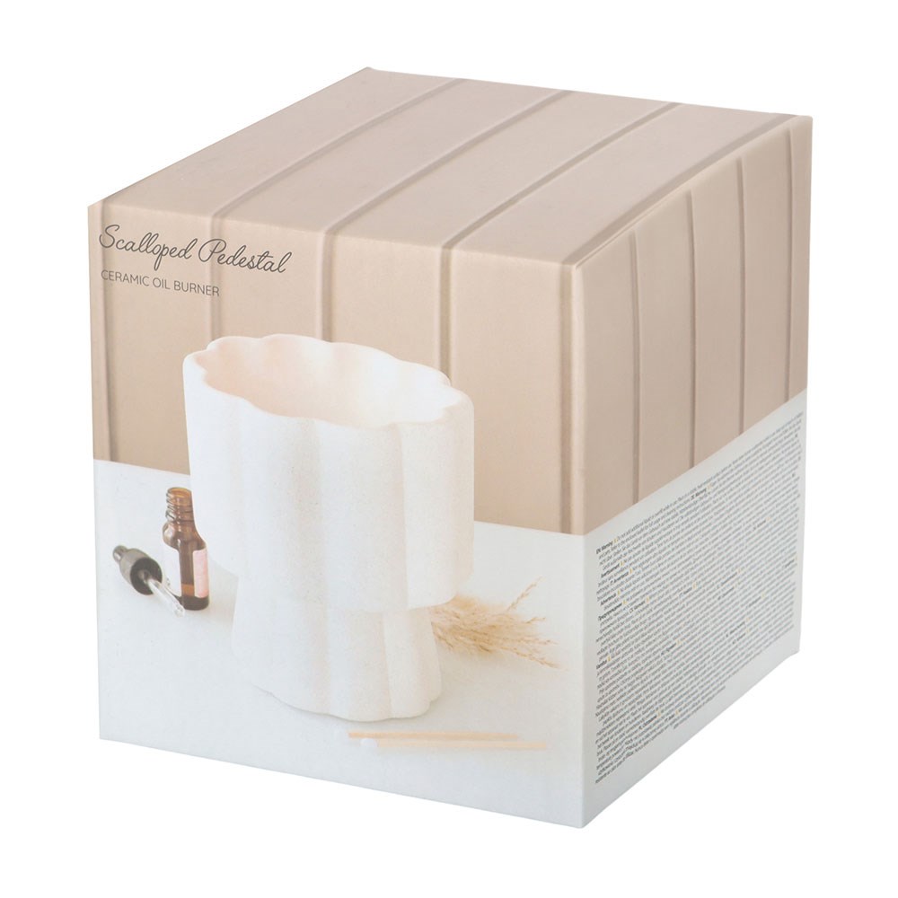 White Scalloped Pedestal Ceramic Oil Burner4