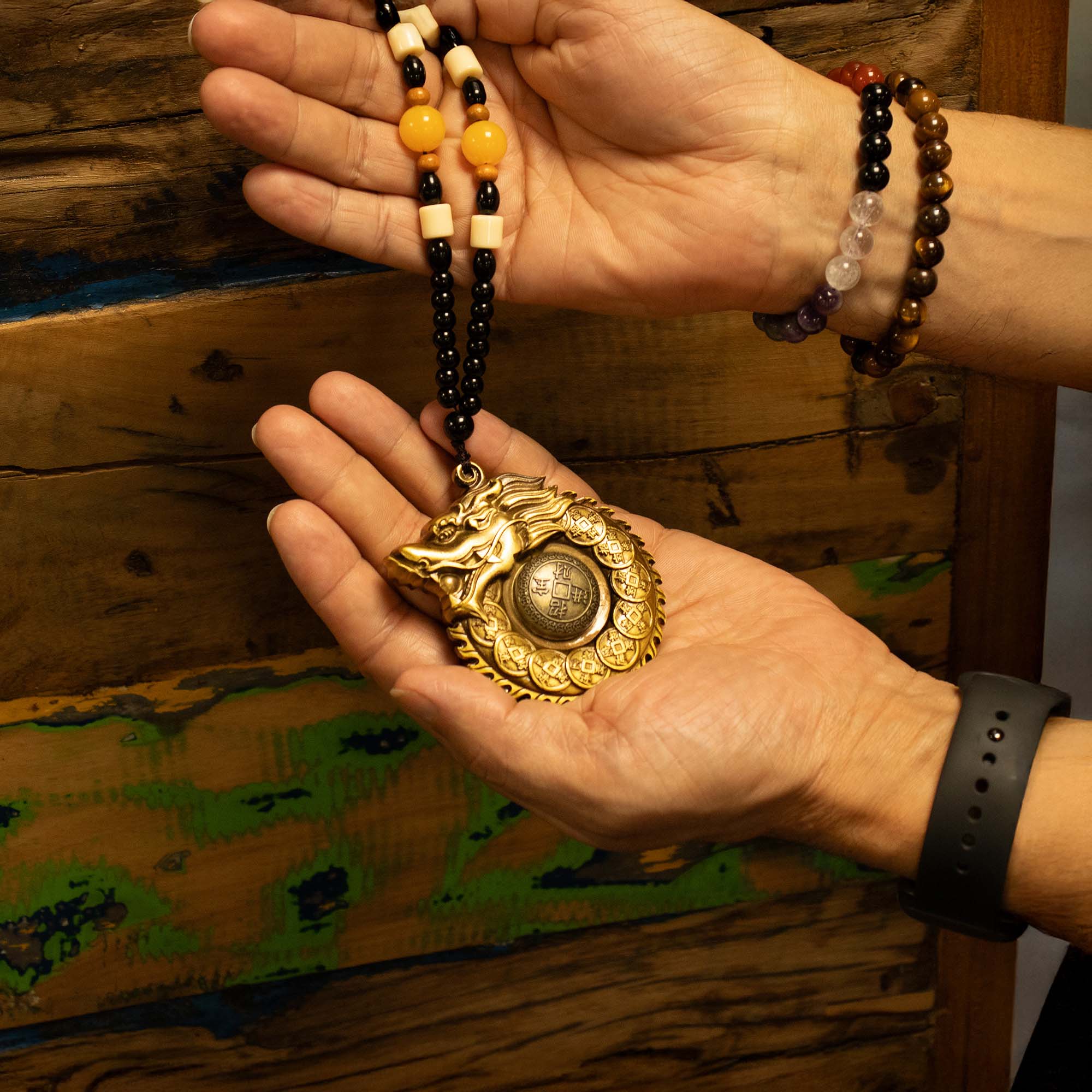 Solid Brass Feng Shui 'Dragon Guardian' Amulet2