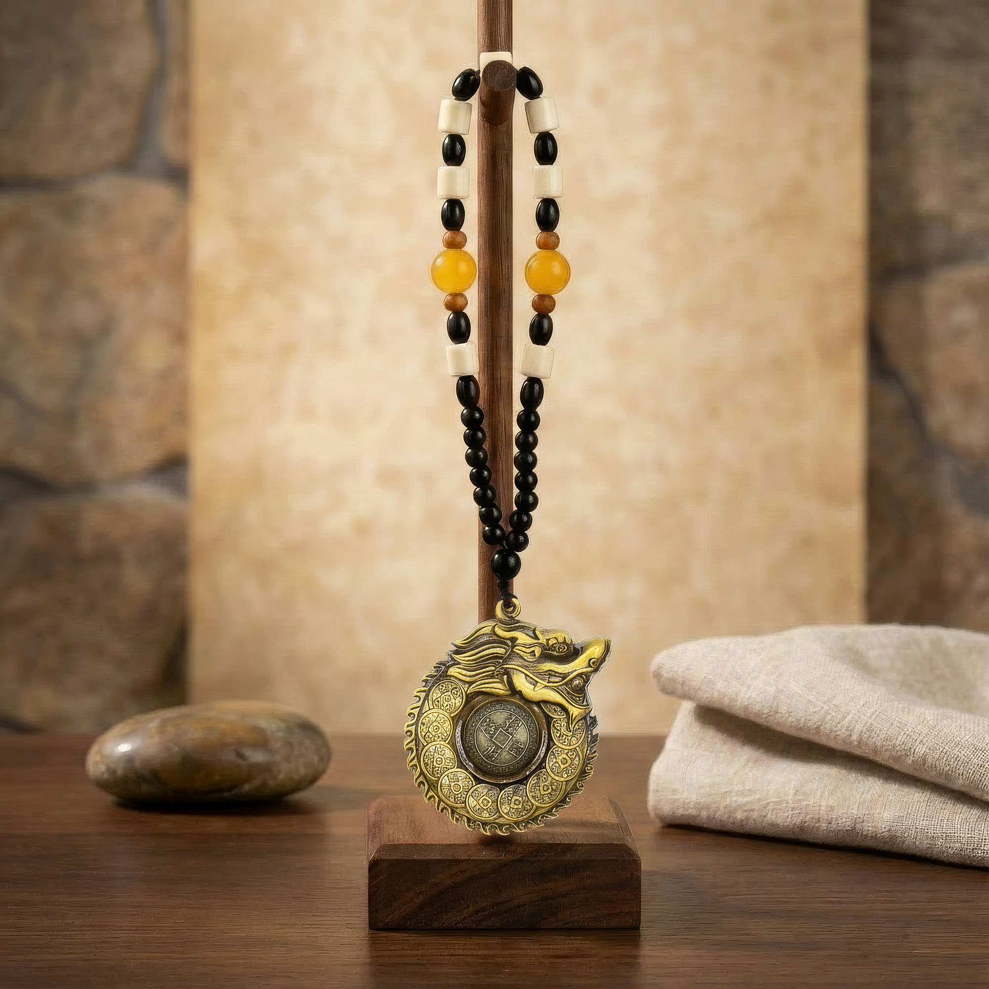 Solid Brass Feng Shui 'Dragon Guardian' Amulet3