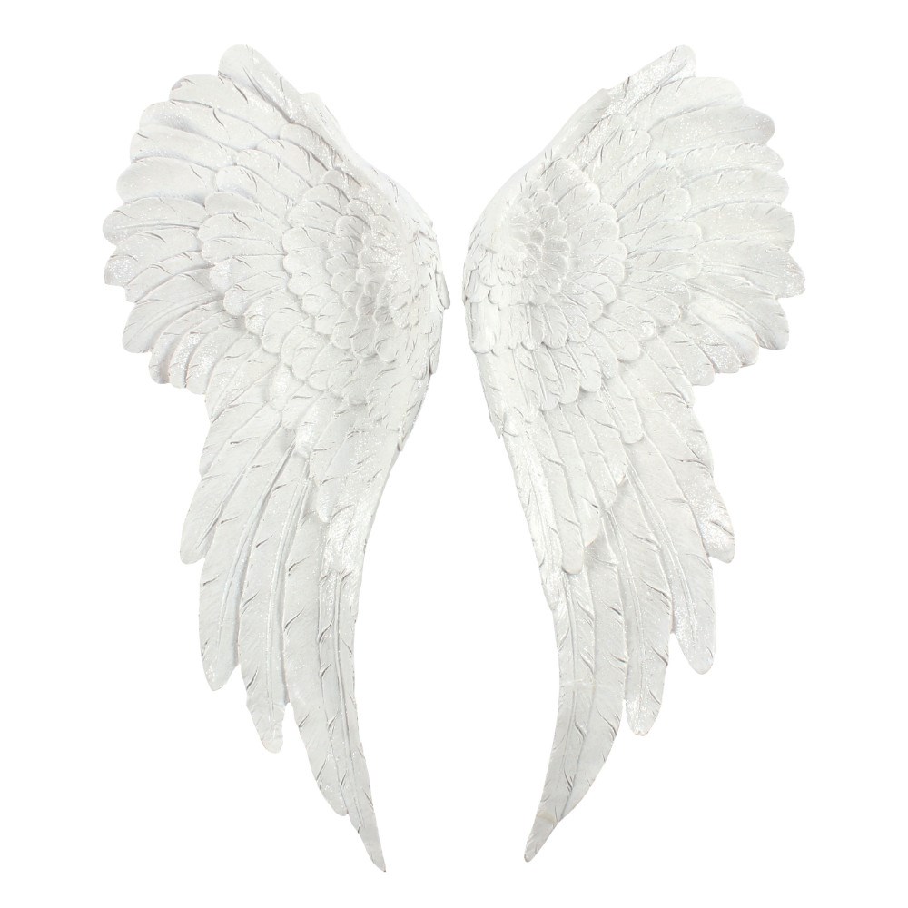 Large White Glitter Angel Wings Wall Art1