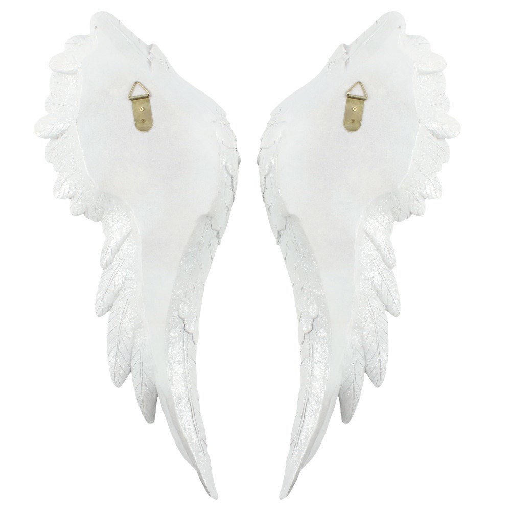 Large White Glitter Angel Wings Wall Art2