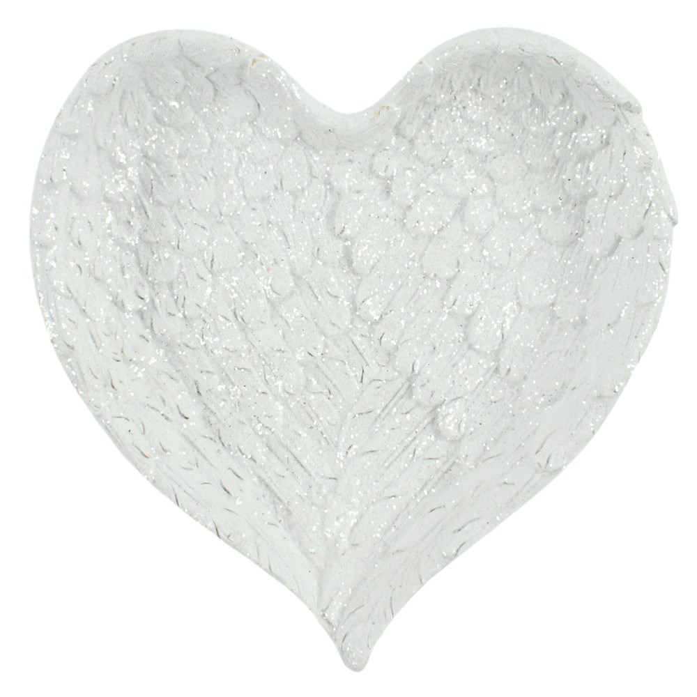 Glitter Heart Shaped Angel Wing Trinket Dish | Jewellery Holder1
