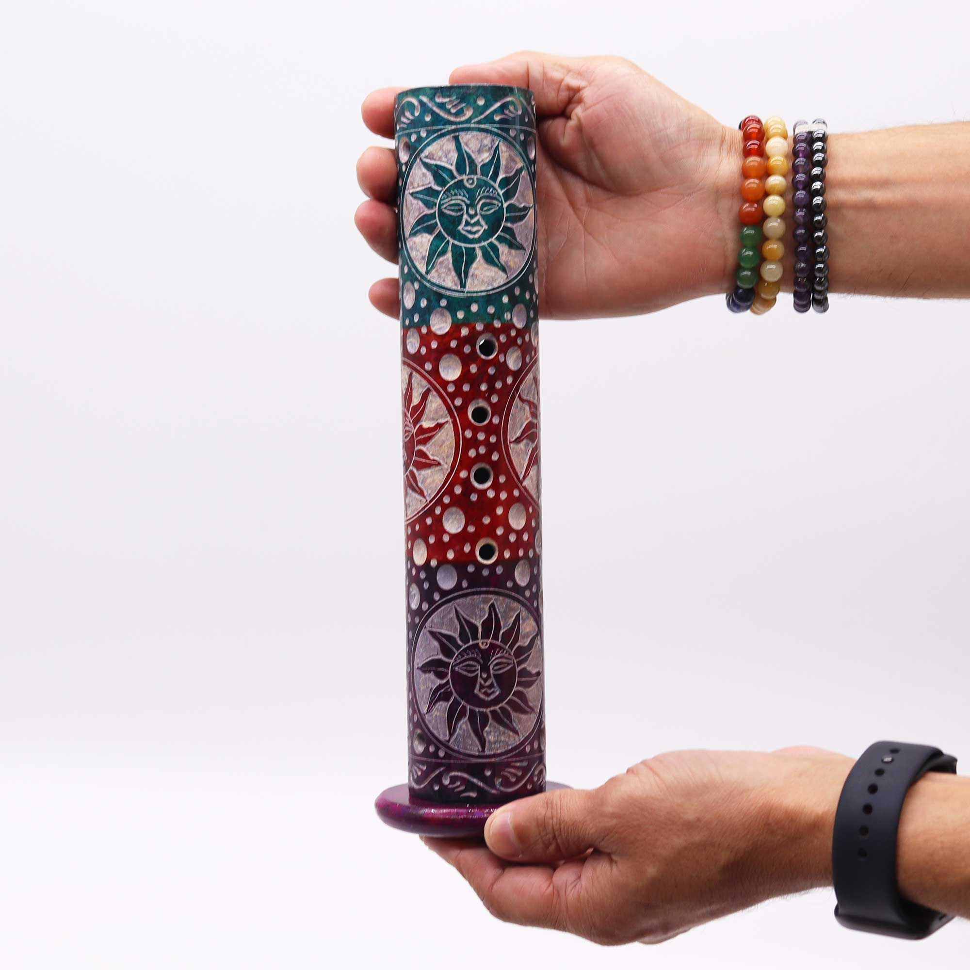 Suns Soapstone Round Tower Incense Holder (25cm)2