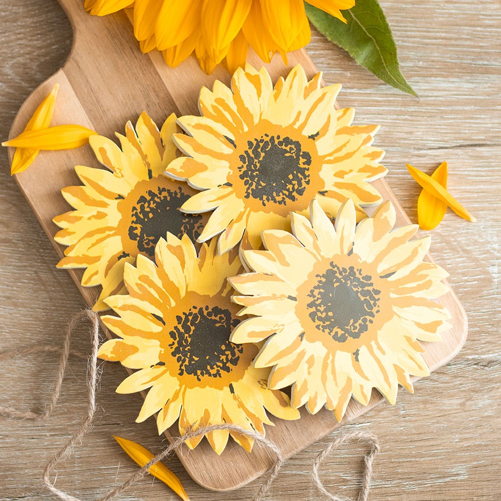 Sunflower Shaped Coasters - Set of 4