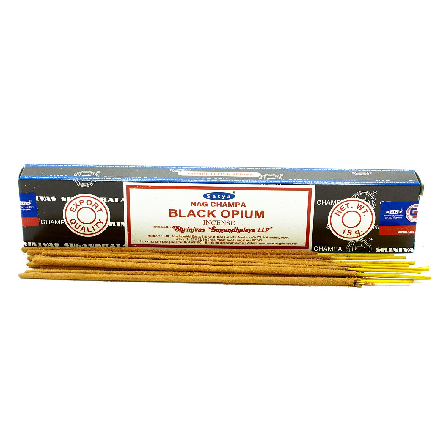 Satya Nag Champa Black Opium Incense Sticks - 15g Hand-Rolled1