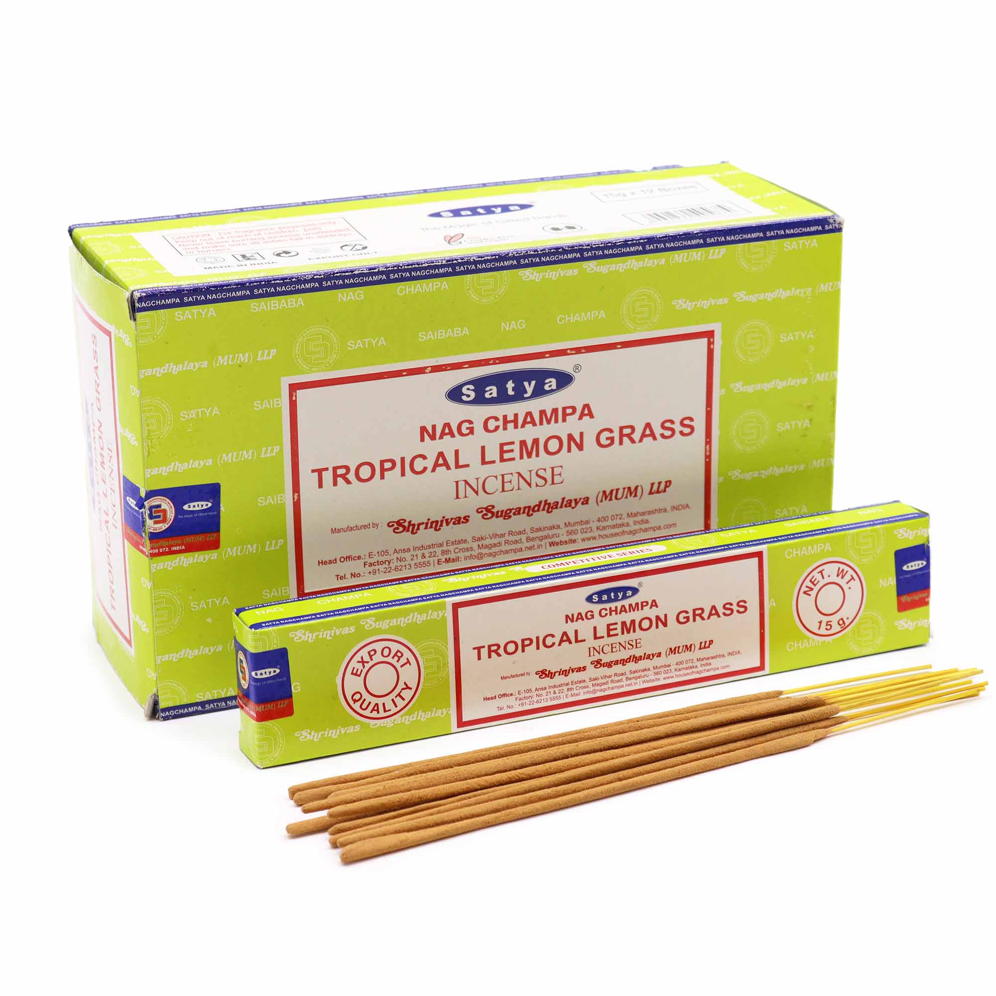 Satya Tropical Lemongrass Incense Sticks - 15g Hand-Rolled