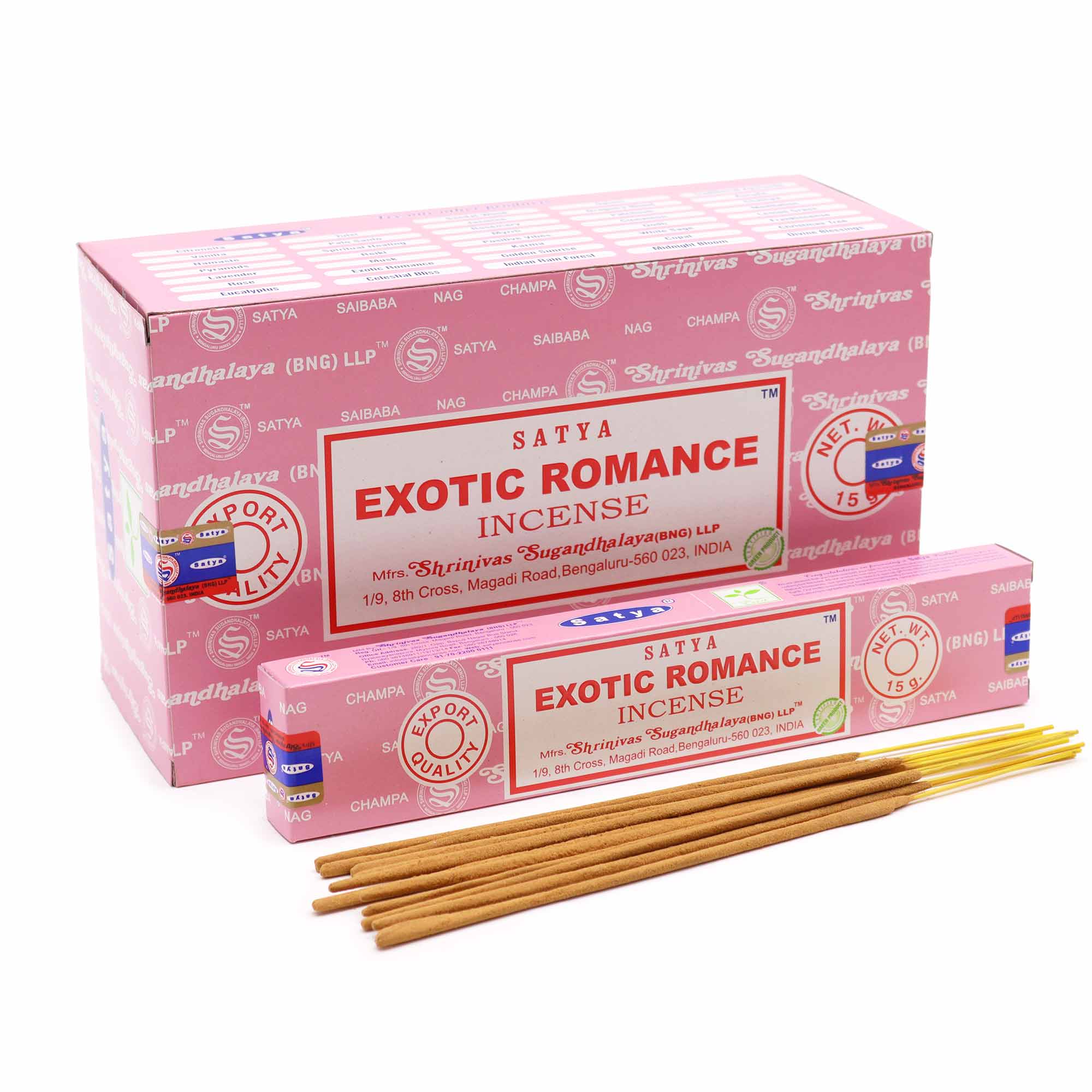 Satya Exotic Romance Incense Sticks - 15g Hand-Rolled