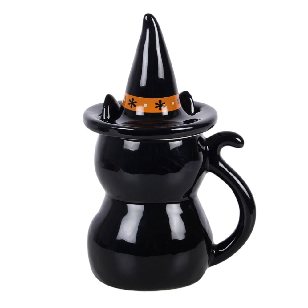 Frightful Folk Ceramic Black Cat Lidded Mug3