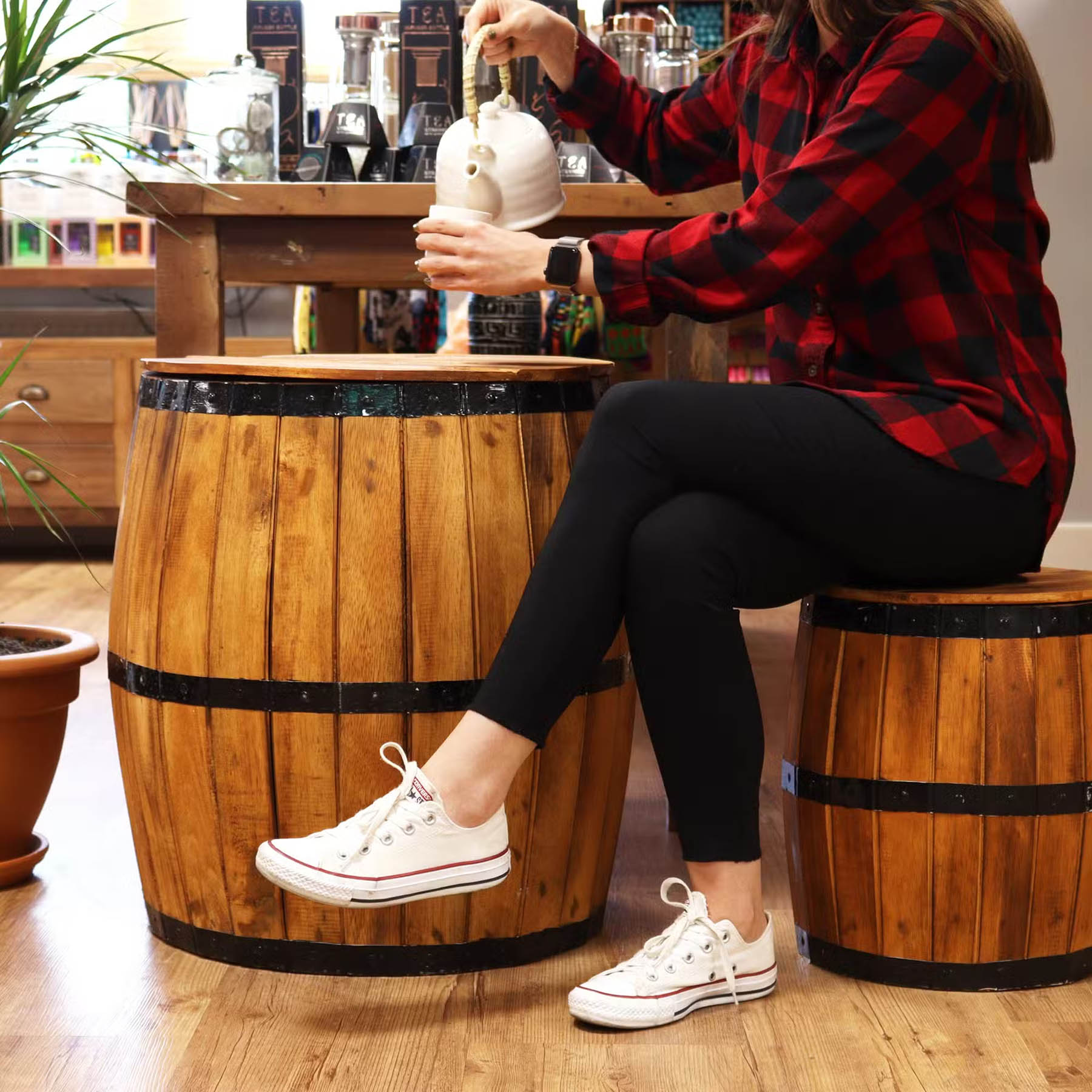 Natural Wood Beer Barrel Stool (38x32cm)3