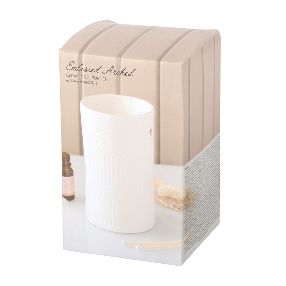 Embossed Arched Ceramic Oil Burner and Wax Warmer4