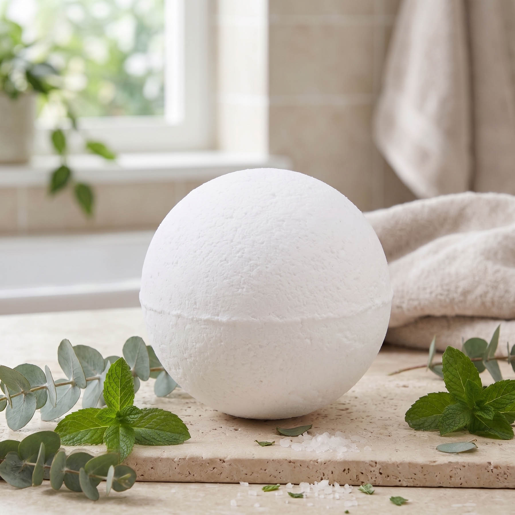 Essential Oil Bath Bomb - Peppermint & Eucalyptus (120g)