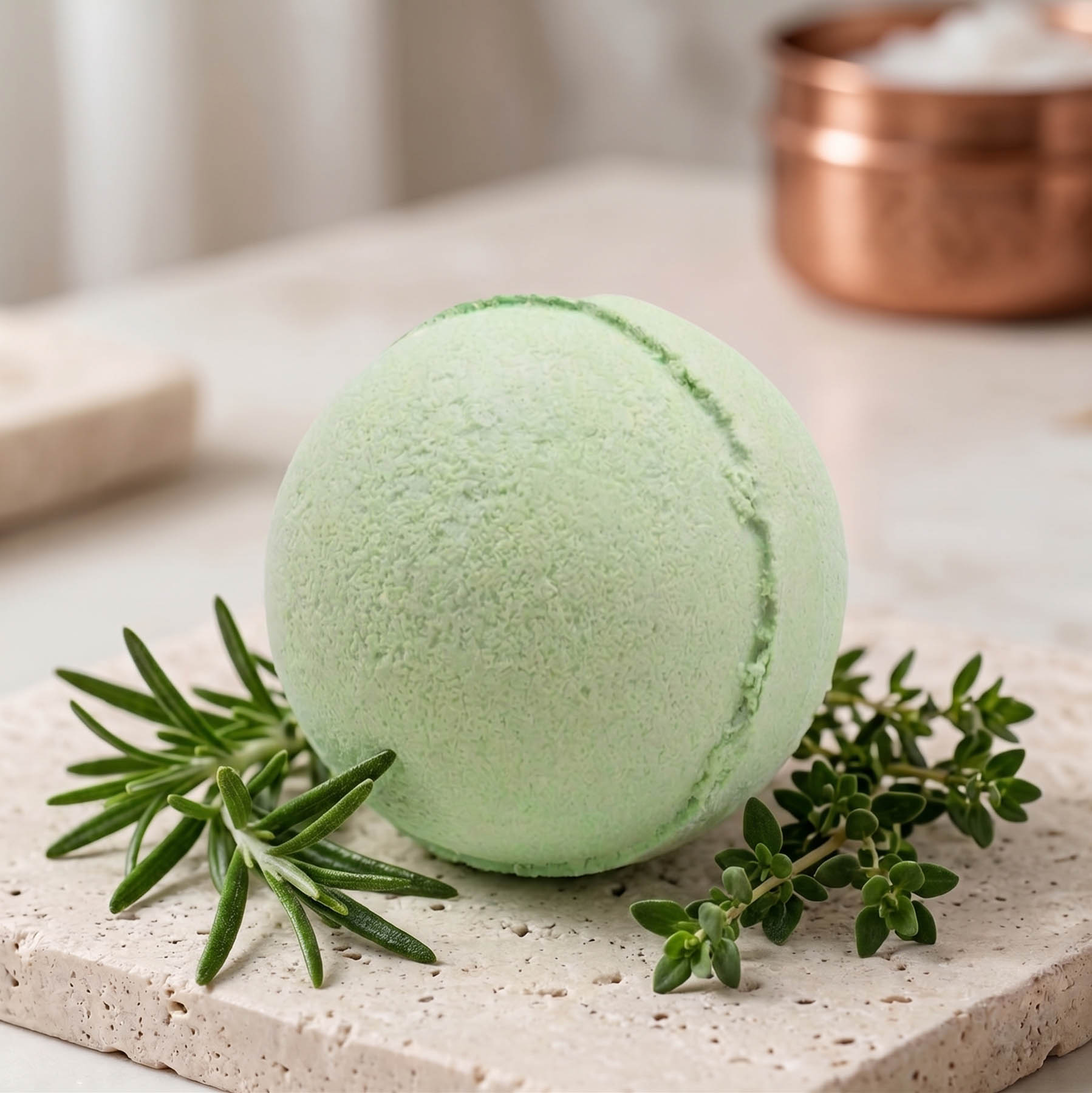 Essential Oil Bath Bomb - Rosemary & Thyme (120g)