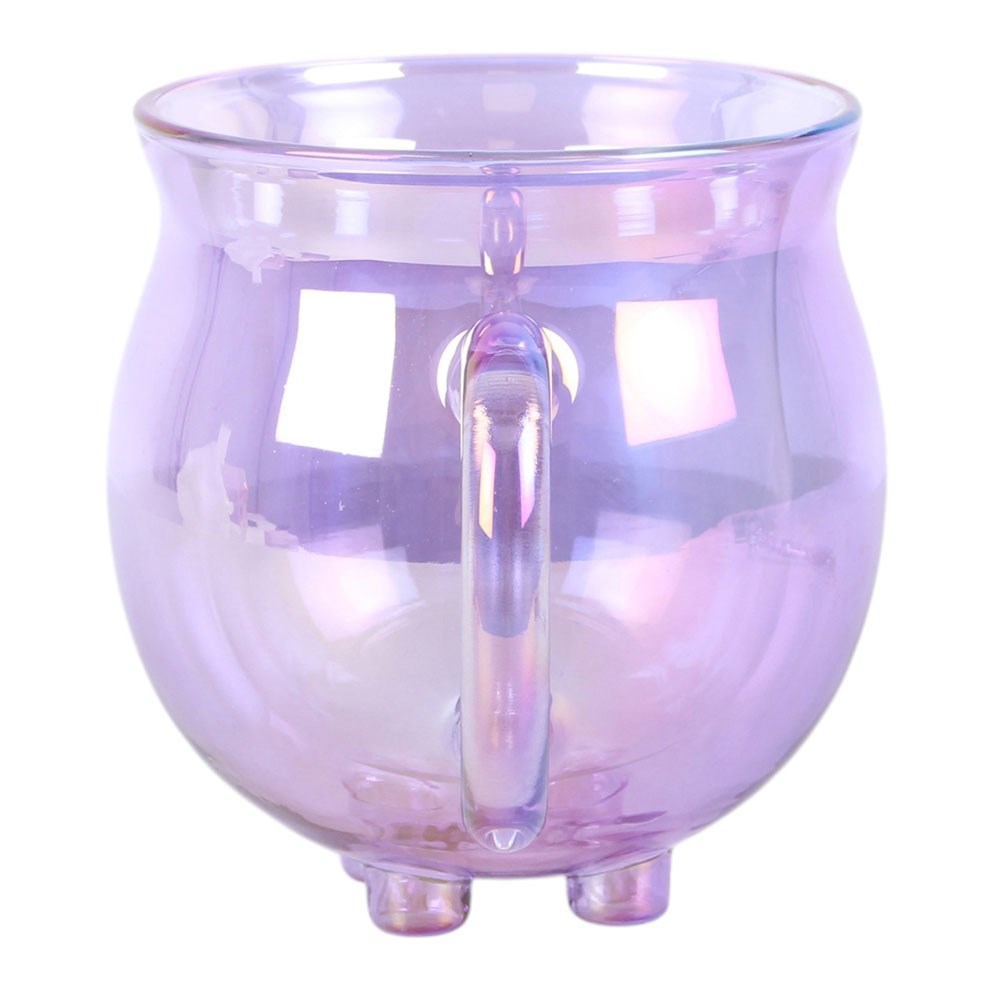 Purple Double Walled Glass Cauldron Mug & Spoon2