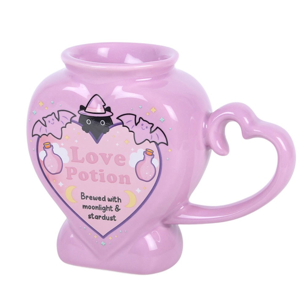 Pastel Purple Love Potion Shaped Mug with Heart Handle1