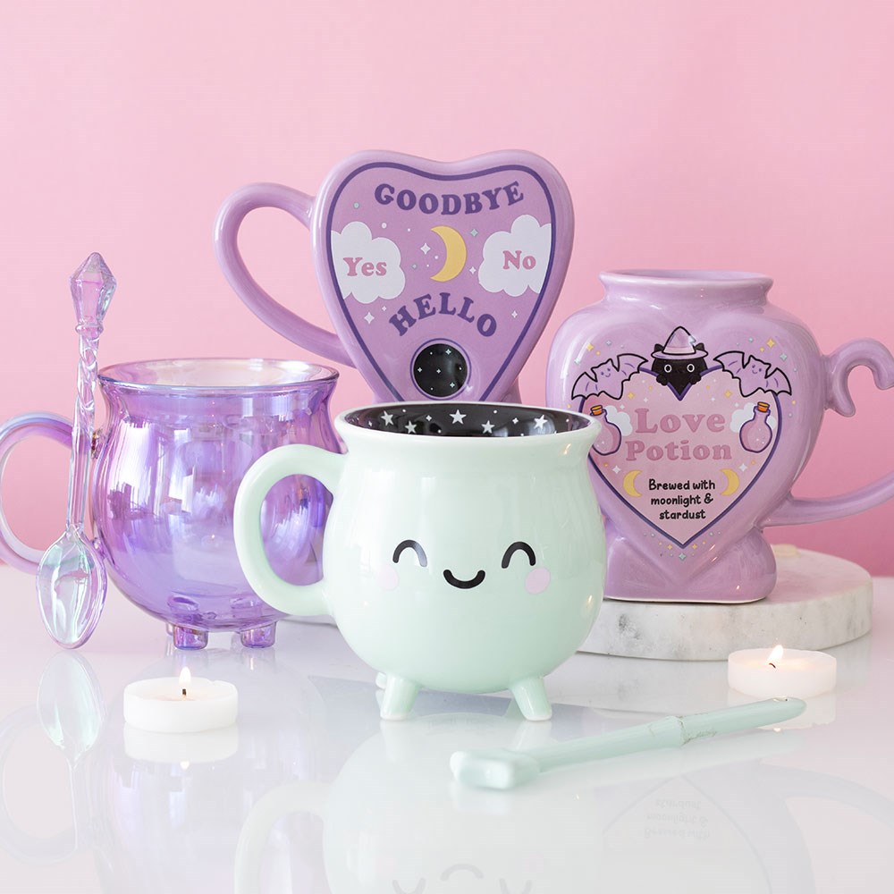Pastel Purple Love Potion Shaped Mug with Heart Handle4