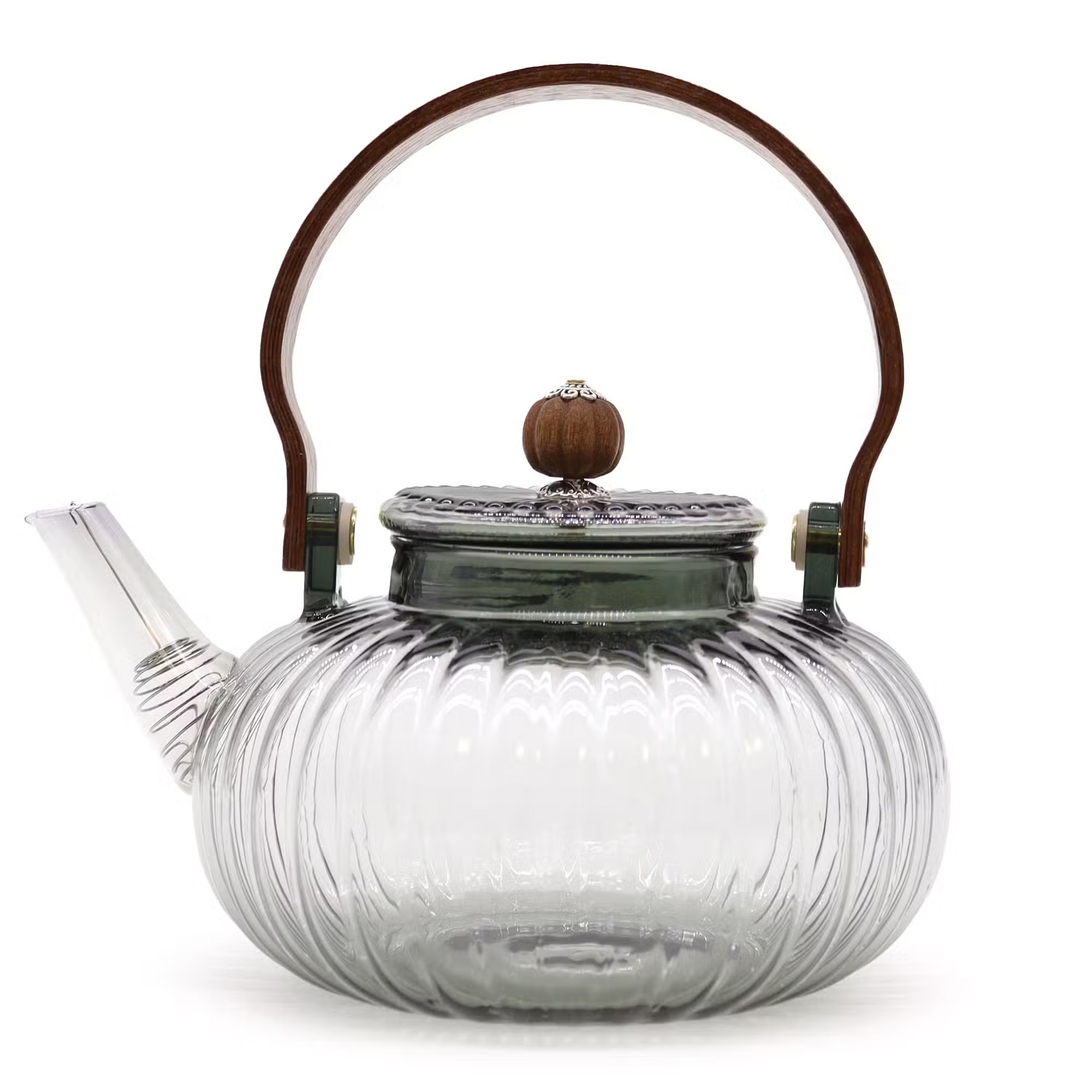 Charcoal Ribbed Glass Infuser Teapot - 950ml