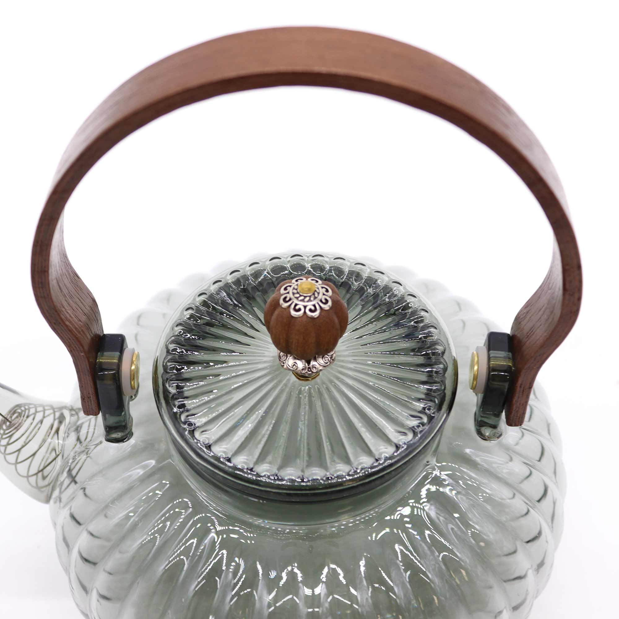 Charcoal Ribbed Glass Infuser Teapot - 950ml1