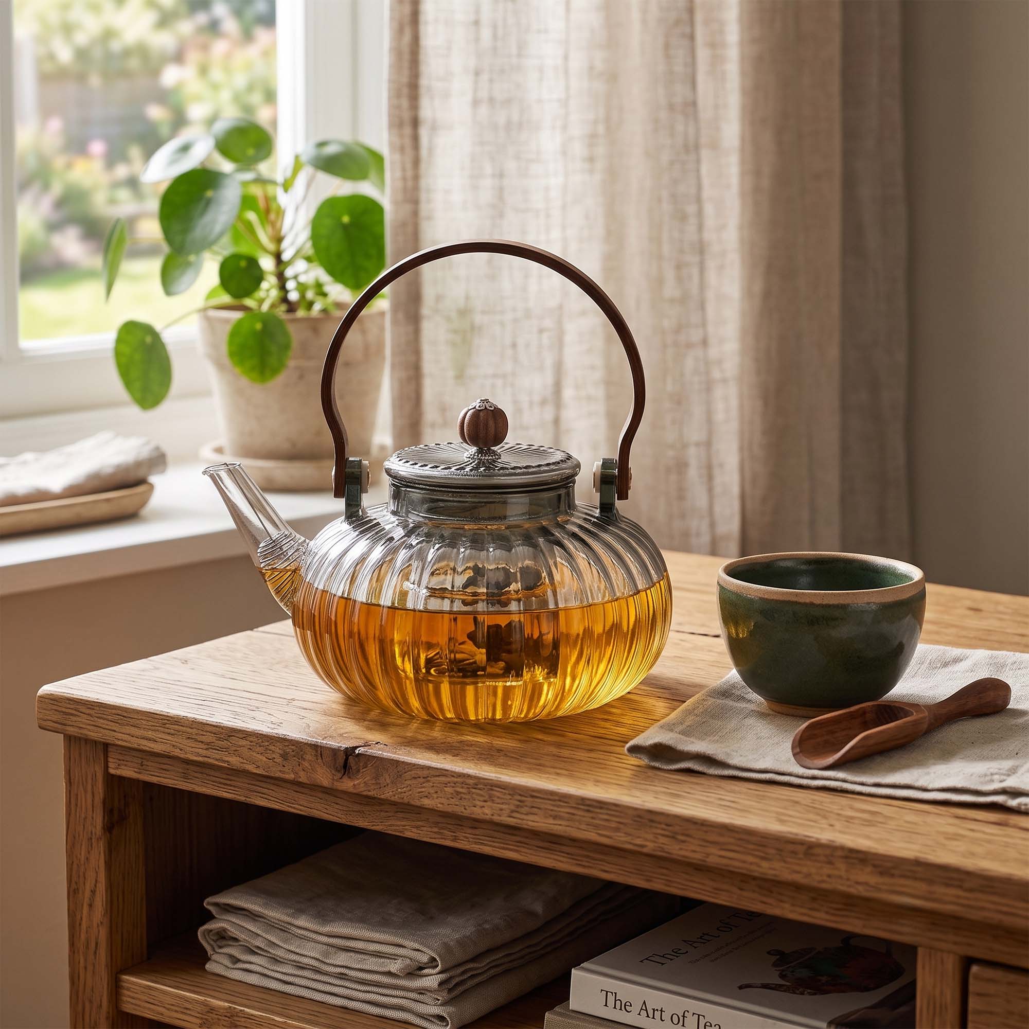 Charcoal Ribbed Glass Infuser Teapot - 950ml3