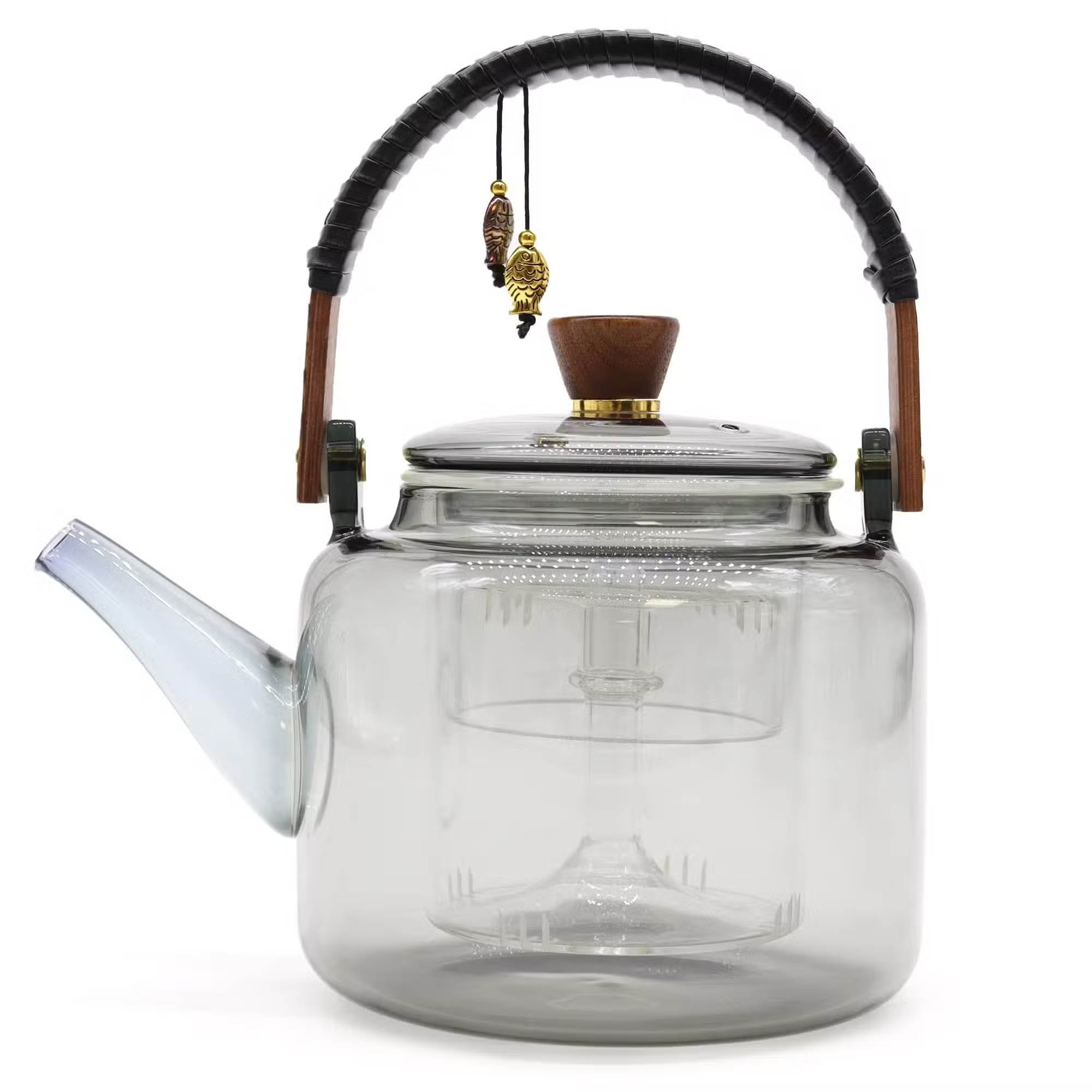 Premium Charcoal Glass Steamer Teapot - 1000ml