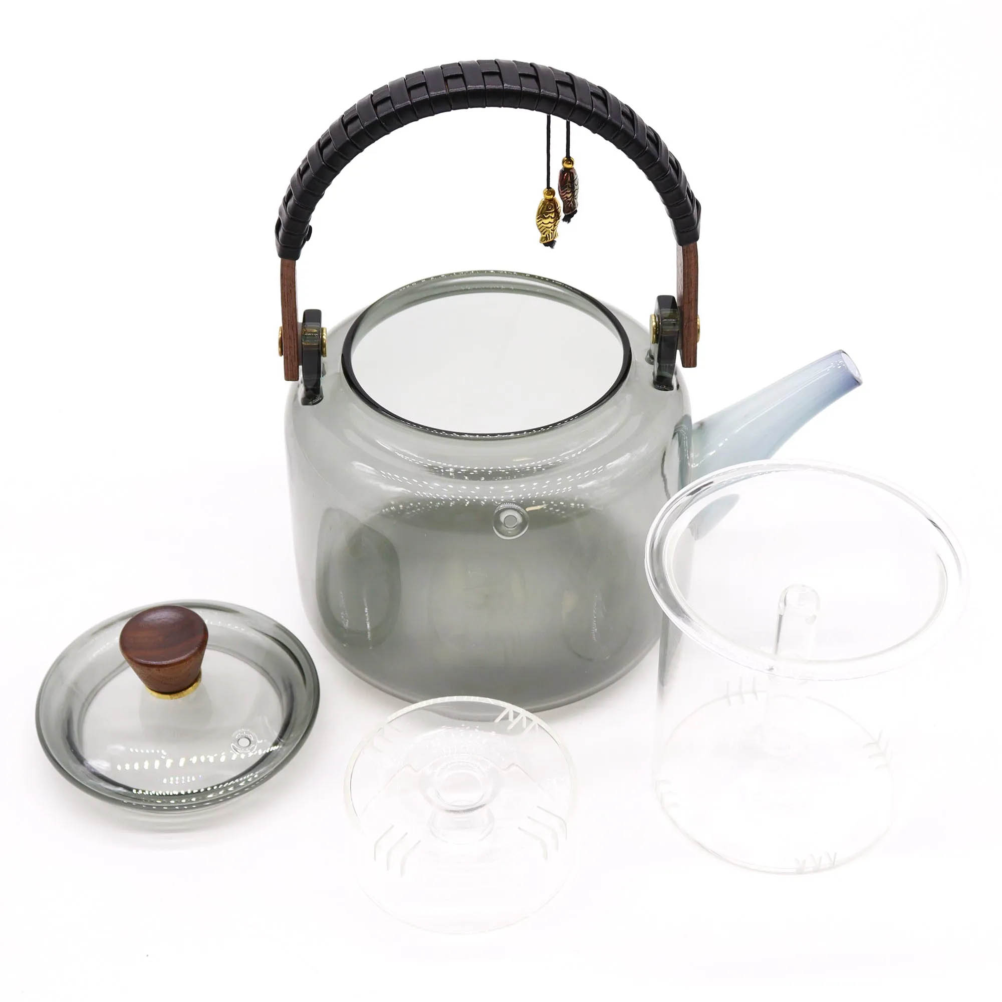 Premium Charcoal Glass Steamer Teapot - 1000ml1