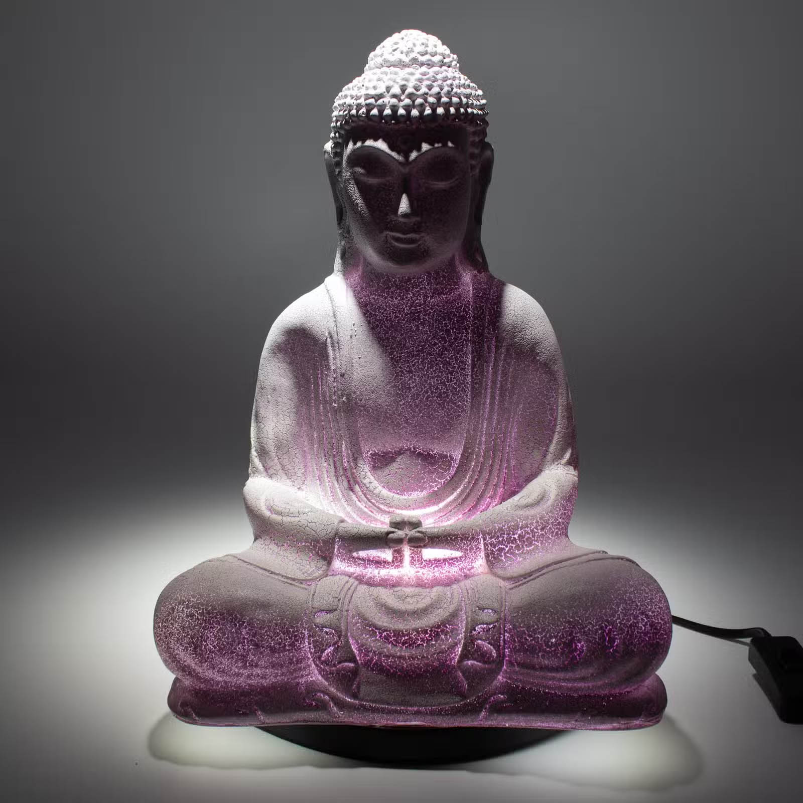 Lavender Crackle Meditation Buddha Lamp with Oval Stand3