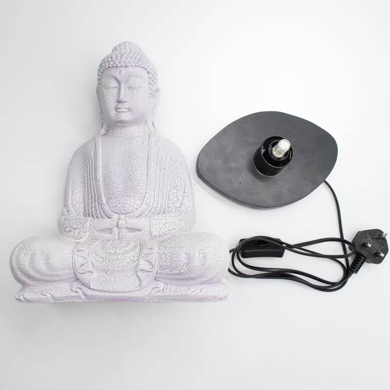 Lavender Crackle Meditation Buddha Lamp with Oval Stand6