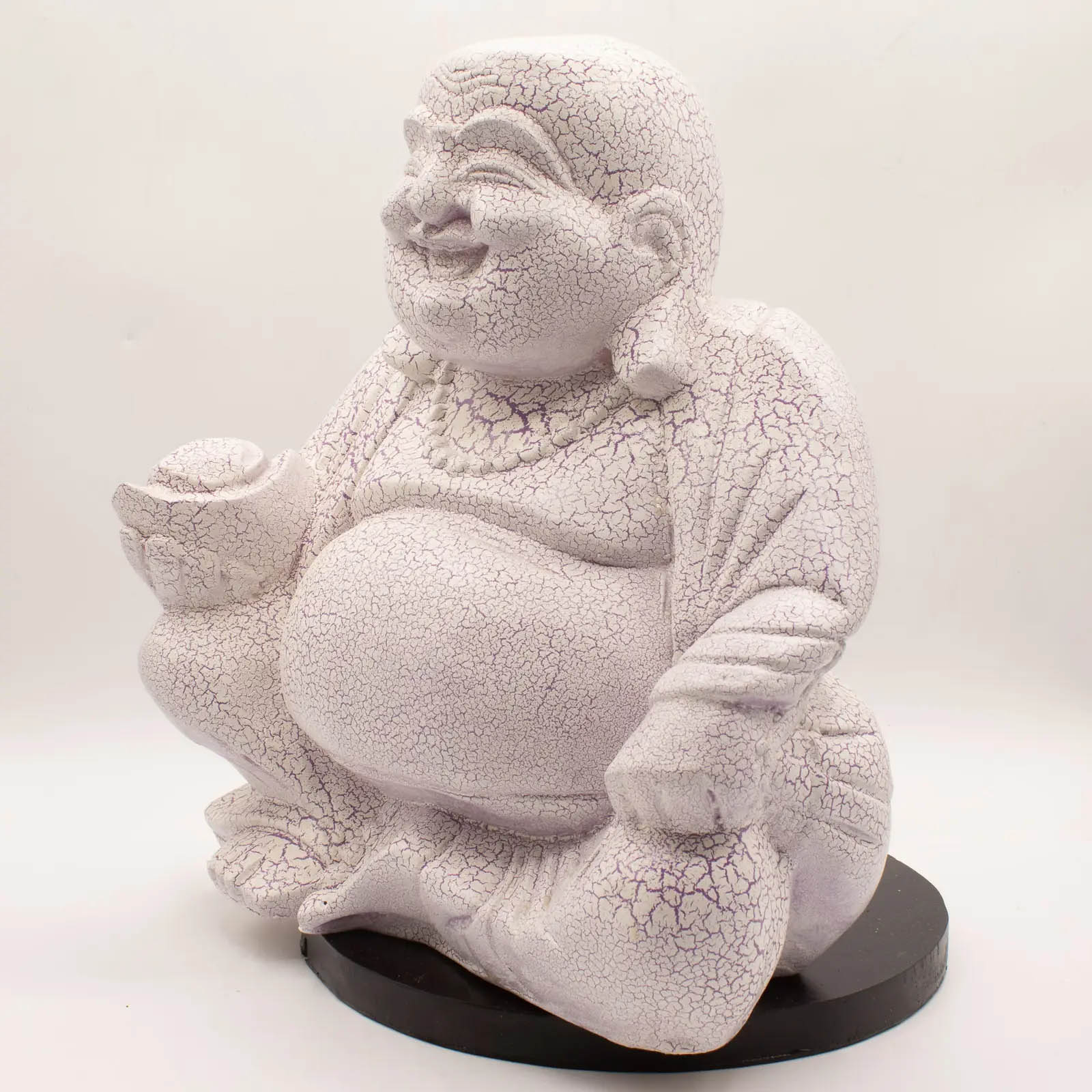 Lavender Crackle Laughing Buddha Lamp with Round Stand2