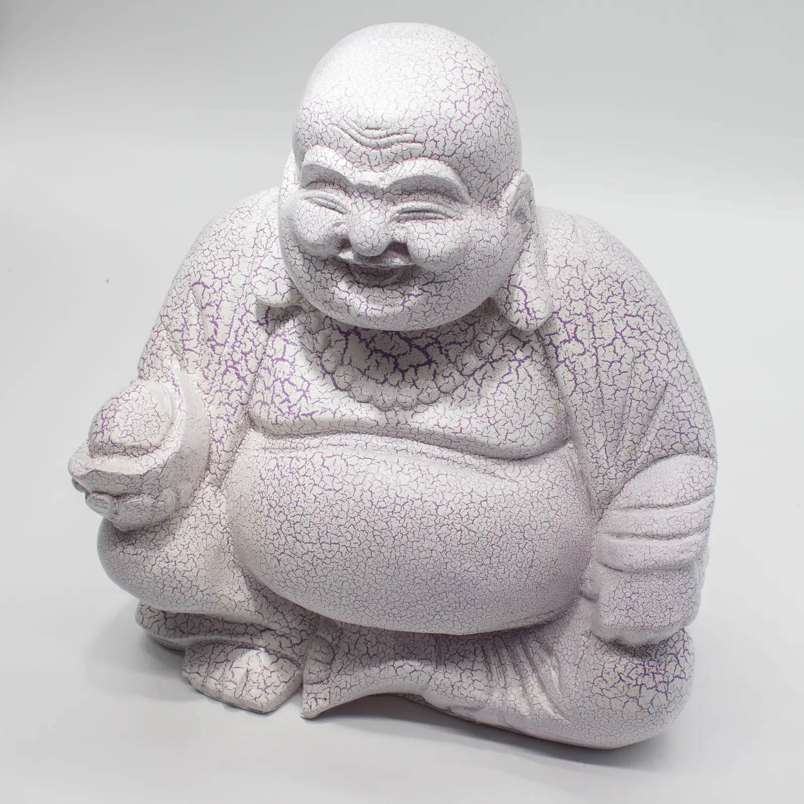 Lavender Crackle Laughing Buddha Lamp with Round Stand4